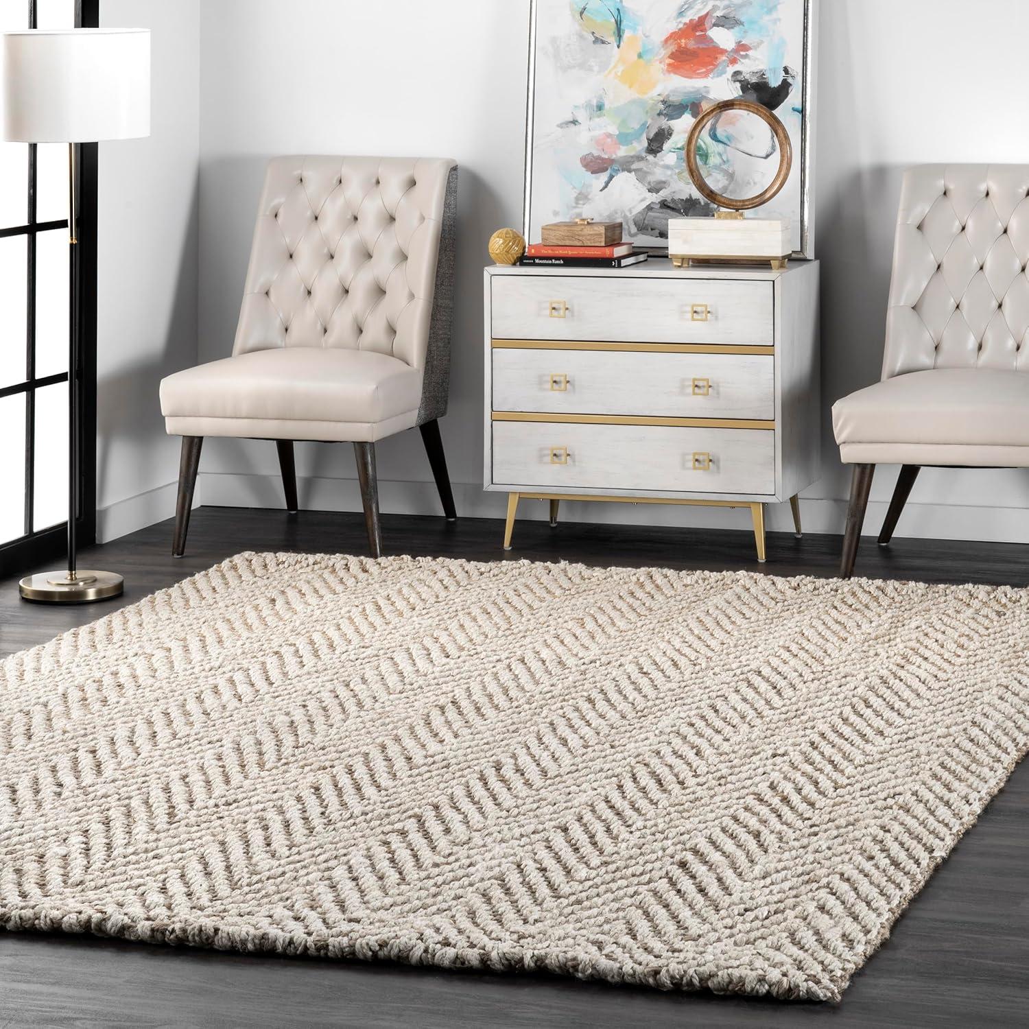 nuLOOM Vania Chevron Jute Area Rug, 5' x 8', Off White