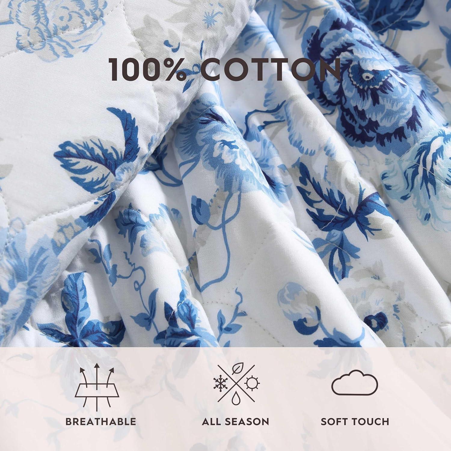 Laura Ashley Laura Ashley Breezy Floral Cotton Reversible Quilt Set