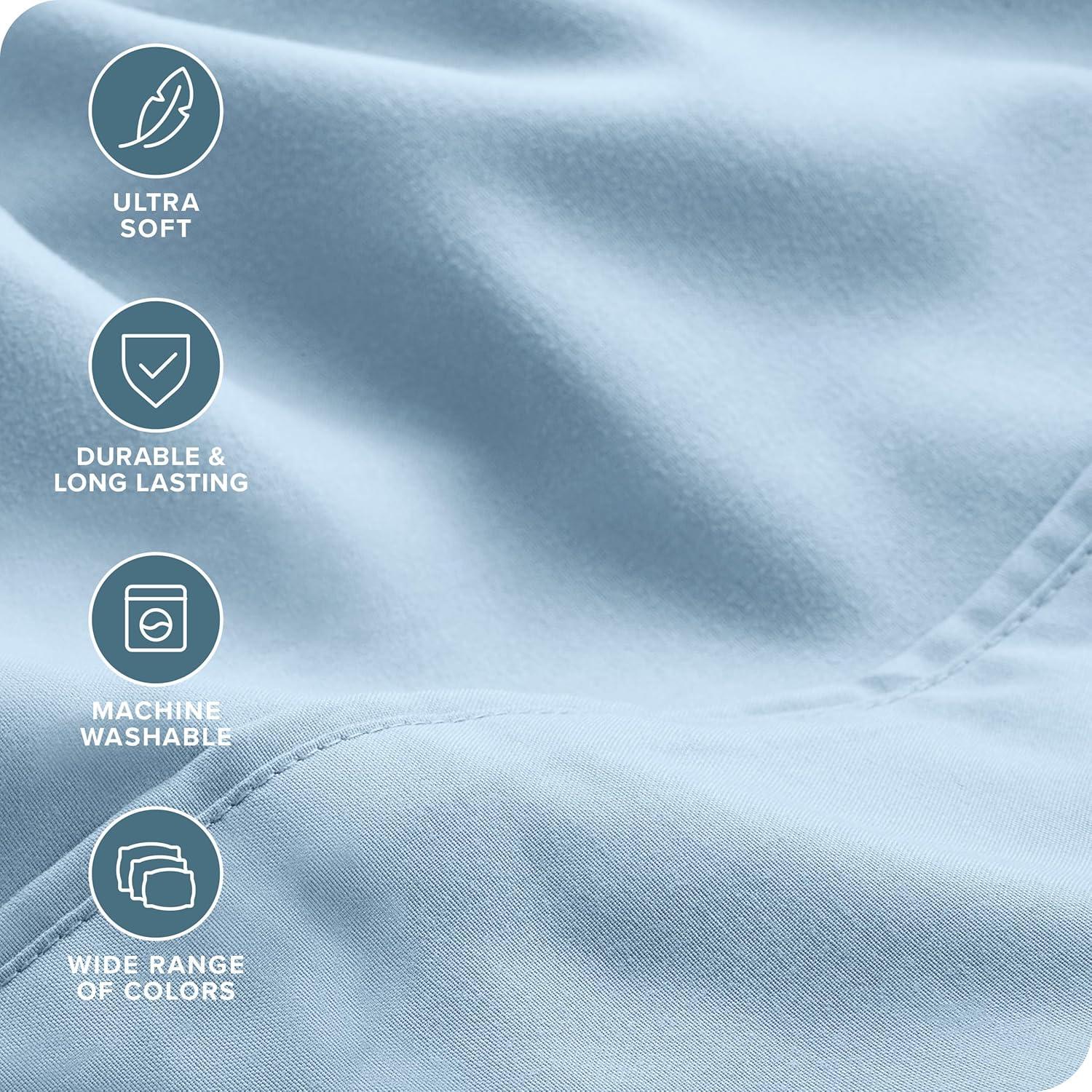 Bare Home Hotel Luxury Twin XL Sheet Set, Extra Soft - 4 Piece Set - Deep Pockets - Easy Fit - Cooling & Breathable - Wrinkle, Fade, Stain Resistant - Includes 2 Pillowcases (Twin XL, Light Blue)