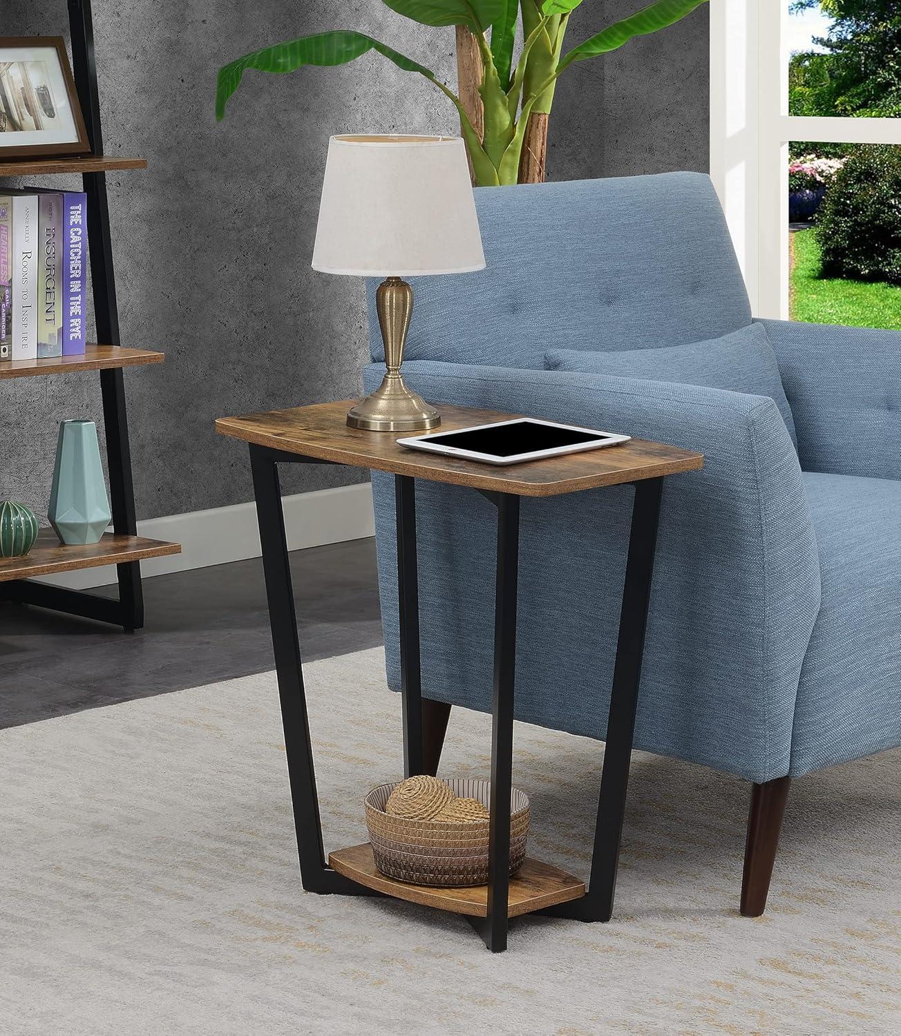 Convenience Concepts Graystone End Table with Shelf, Barnwood/Black Frame