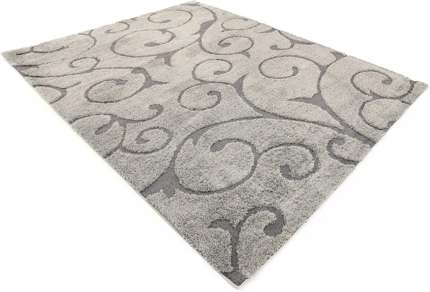 Unique Loom Carved Floral Shag Rug Light Gray and Gray 8' x 10' Rectangle Floral Transitional Perfect For Living Room Bed Room Dining Room Office