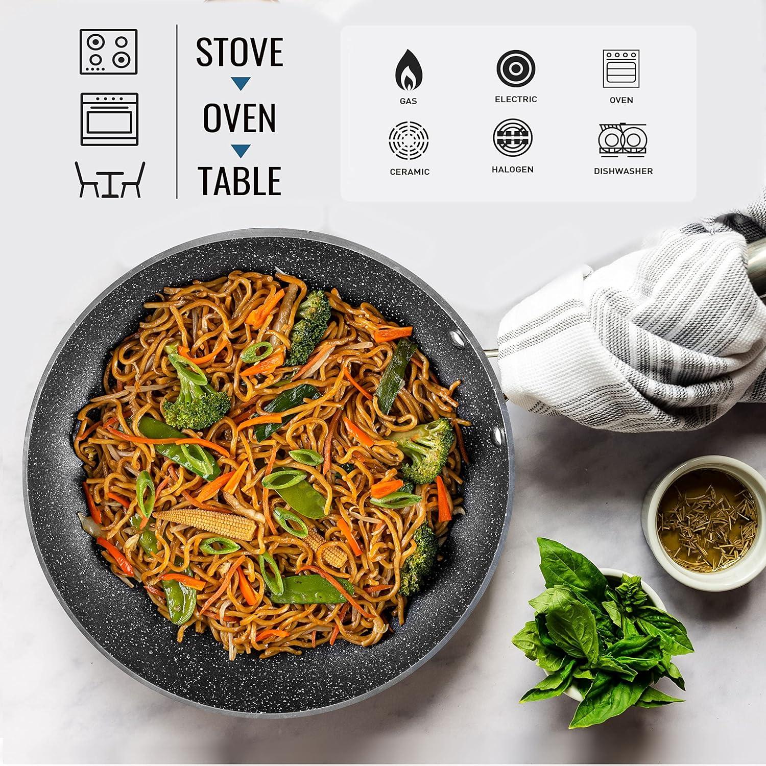 Granitestone Blue 20 Piece Aluminum Non Stick Cookware & Bakeware Set with Ultra Nonstick Surface, Oven & Dishwasher Safe