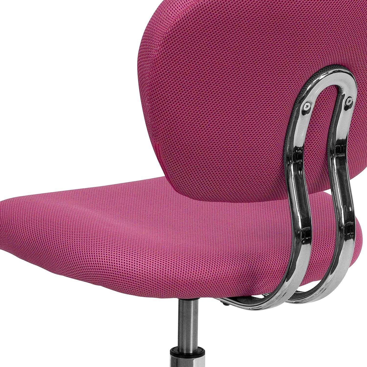 Flash Furniture Mid-Back Pink Mesh Padded Swivel Task Office Chair with Chrome Base