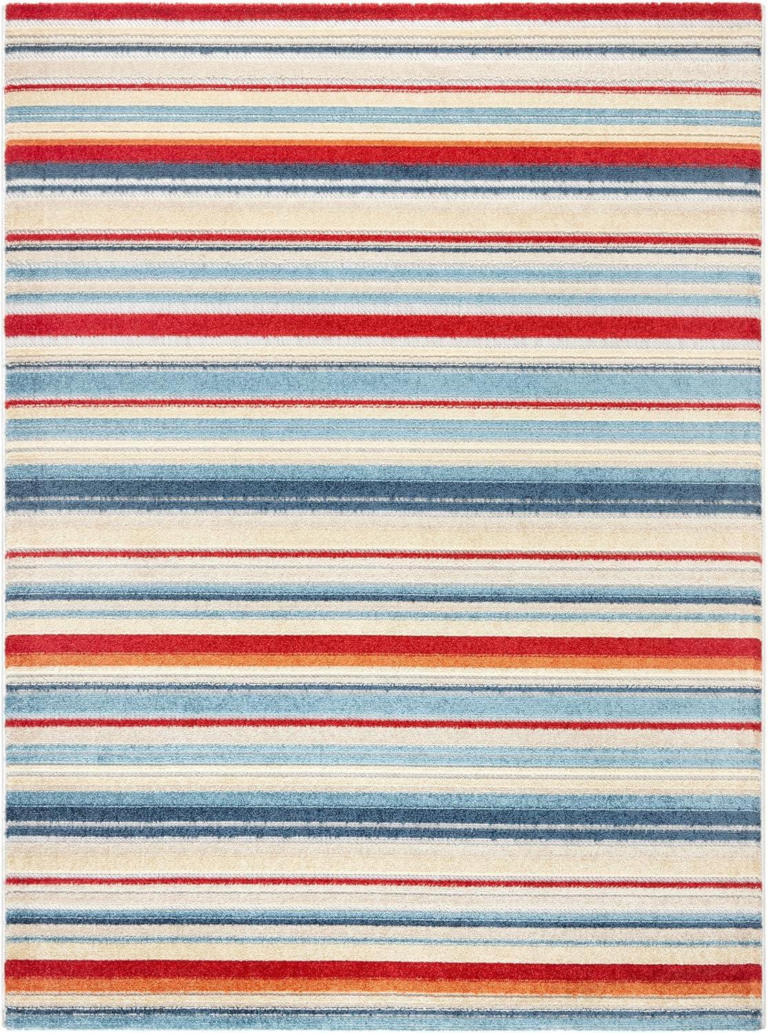 TOWN & COUNTRY EVERYDAY Rio Multicolor Stripe Outdoor Rug Red/Multi