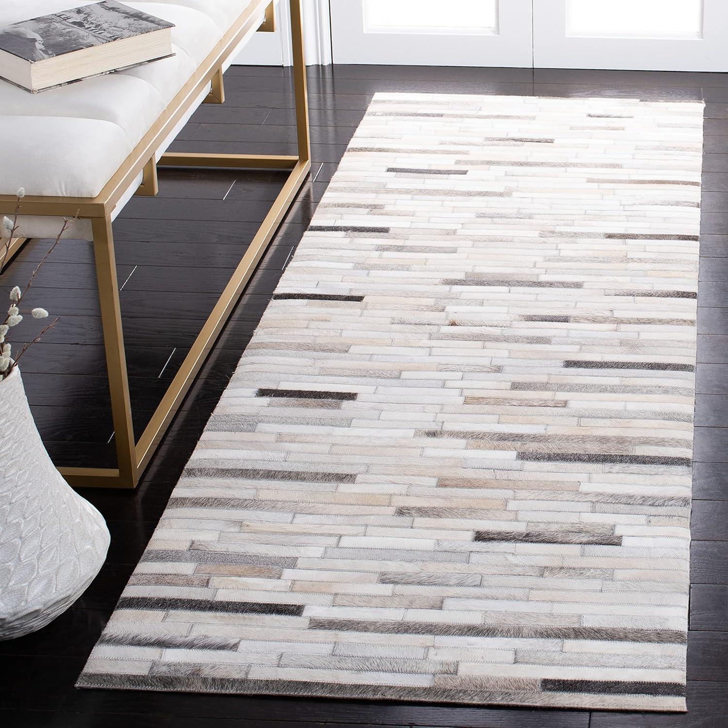 Studio Leather STL809 Hand Woven Runner Rug - Ivory/Grey - 2'3"x7' - Safavieh.