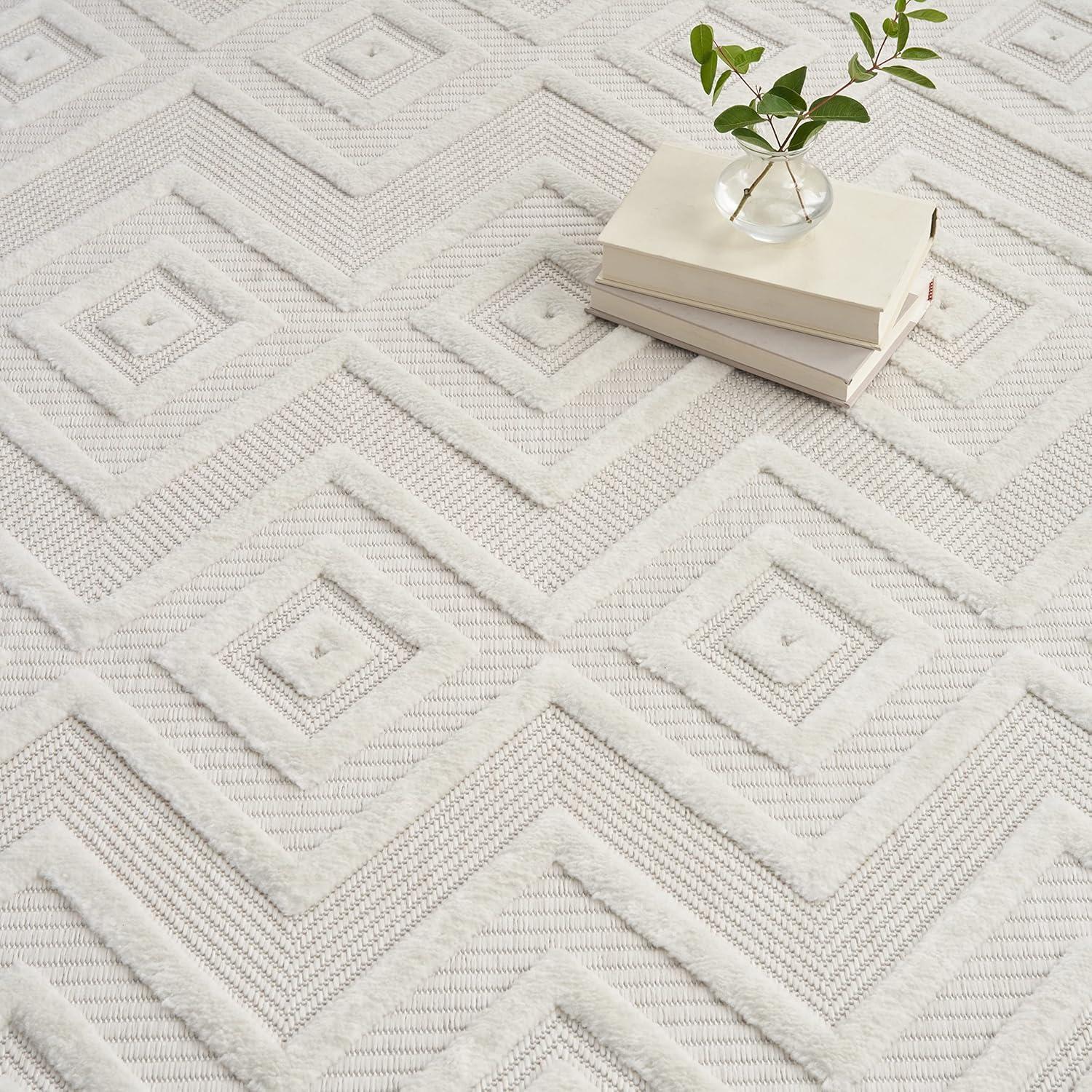 Nourison Versatile Solid Diamond Indoor Outdoor Flatweave Area Rug