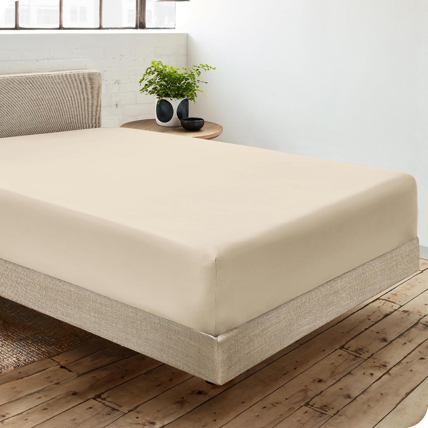 Bare Home 300 Thread Count Organic Cotton Percale Fitted Sheet