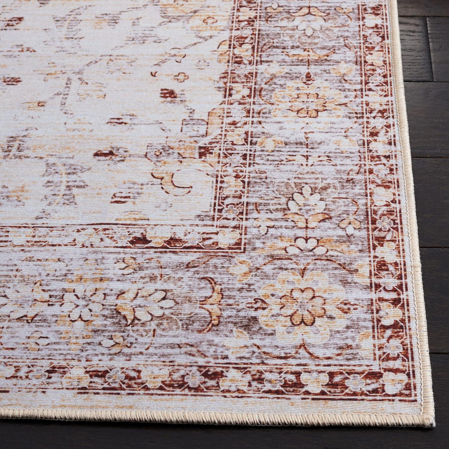 SAFAVIEH Tucson Darion Traditional Machine Washable Area Rug, 9' x 12', Beige/Gold