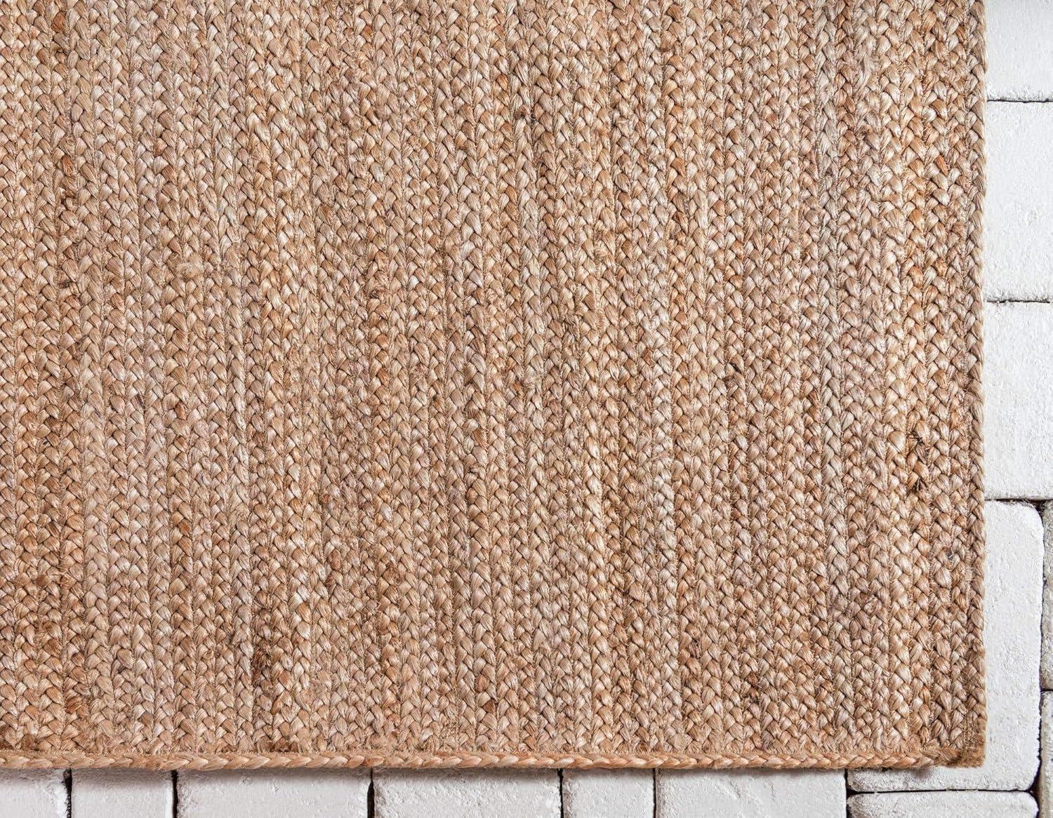 Handmade 10'x10' Braided Jute Square Rug in Natural Brown