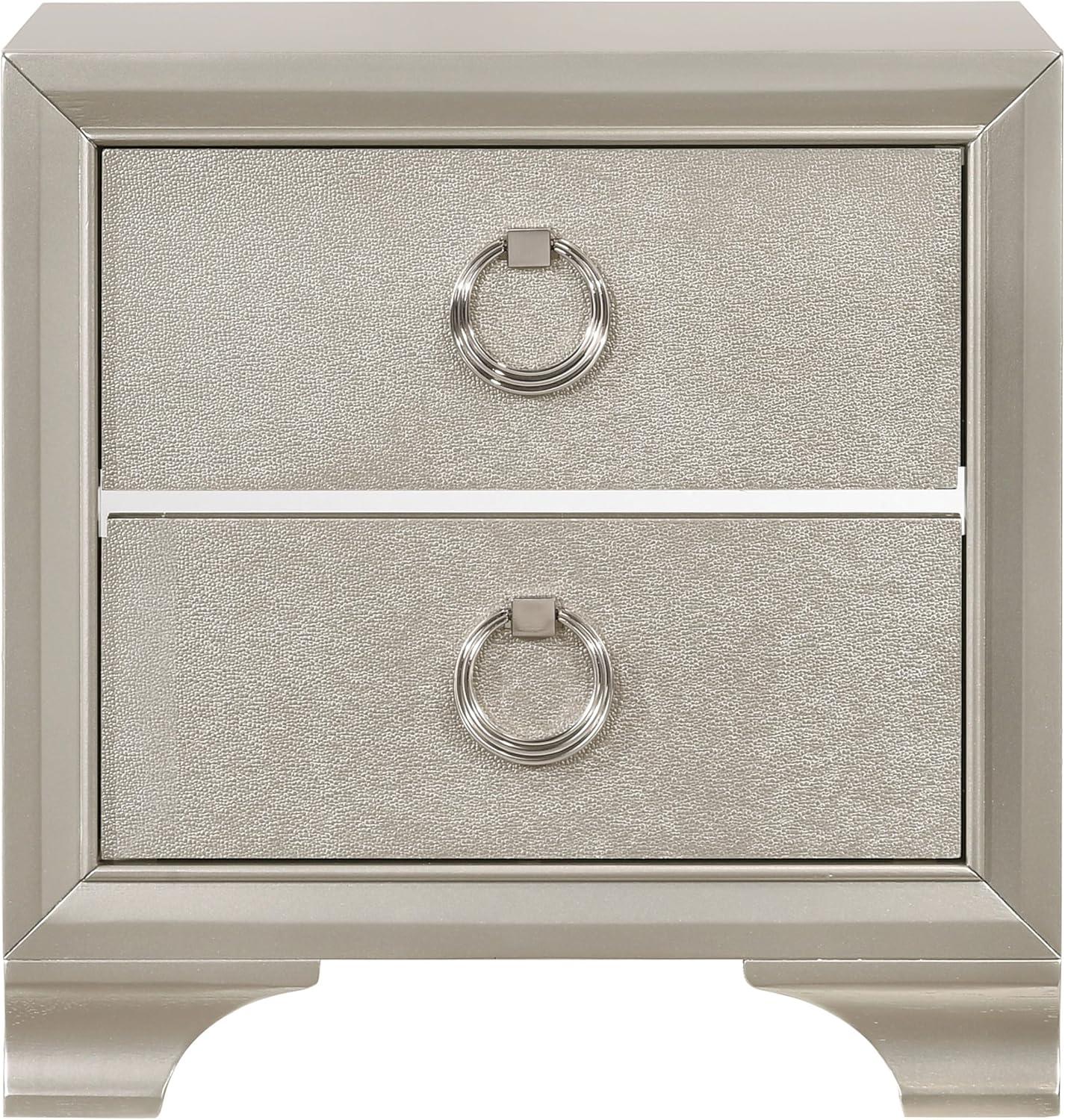 Salford 2-drawer Nightstand Metallic Sterling