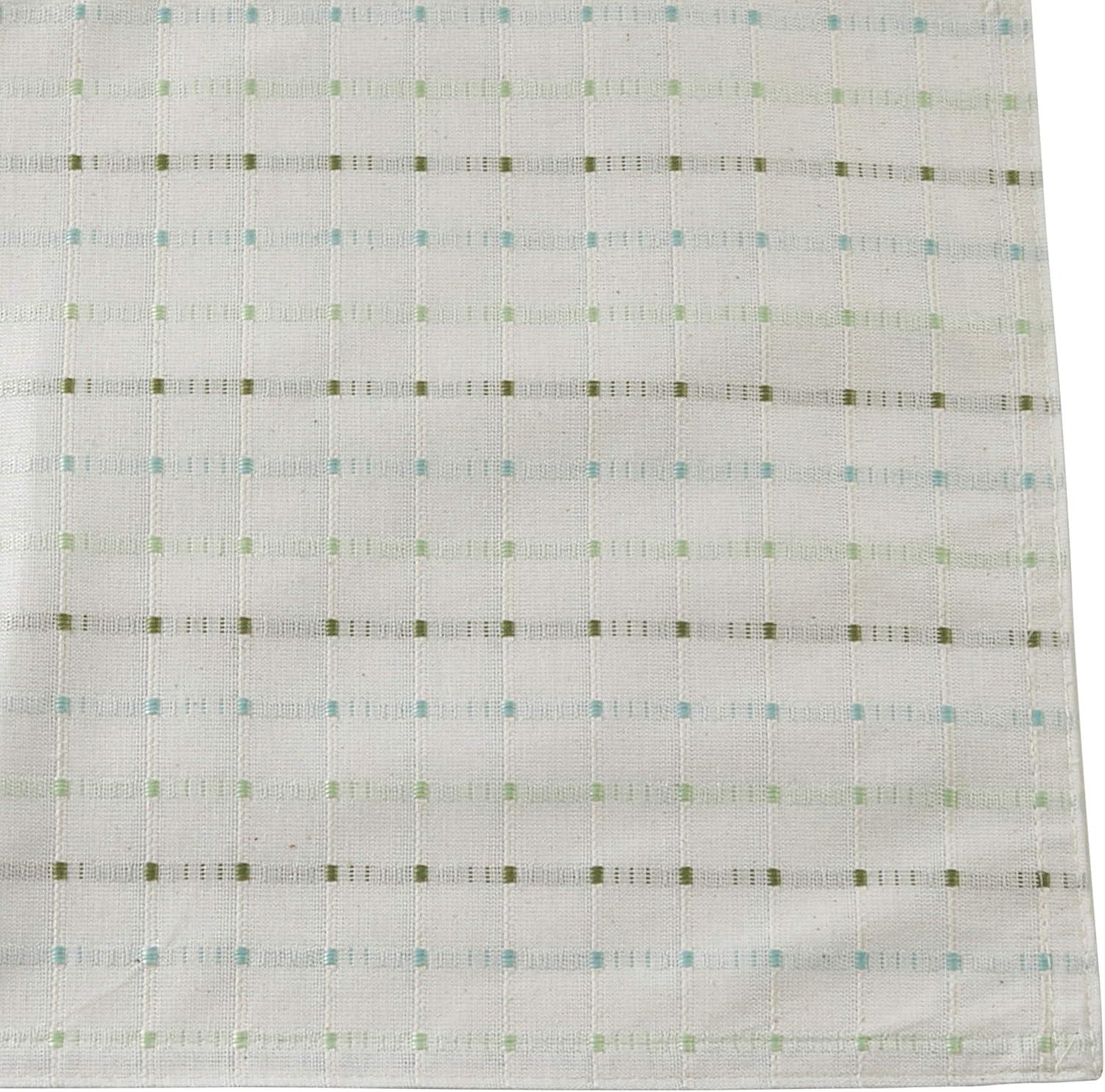 White Cotton Blend Stitched Line Table Runner