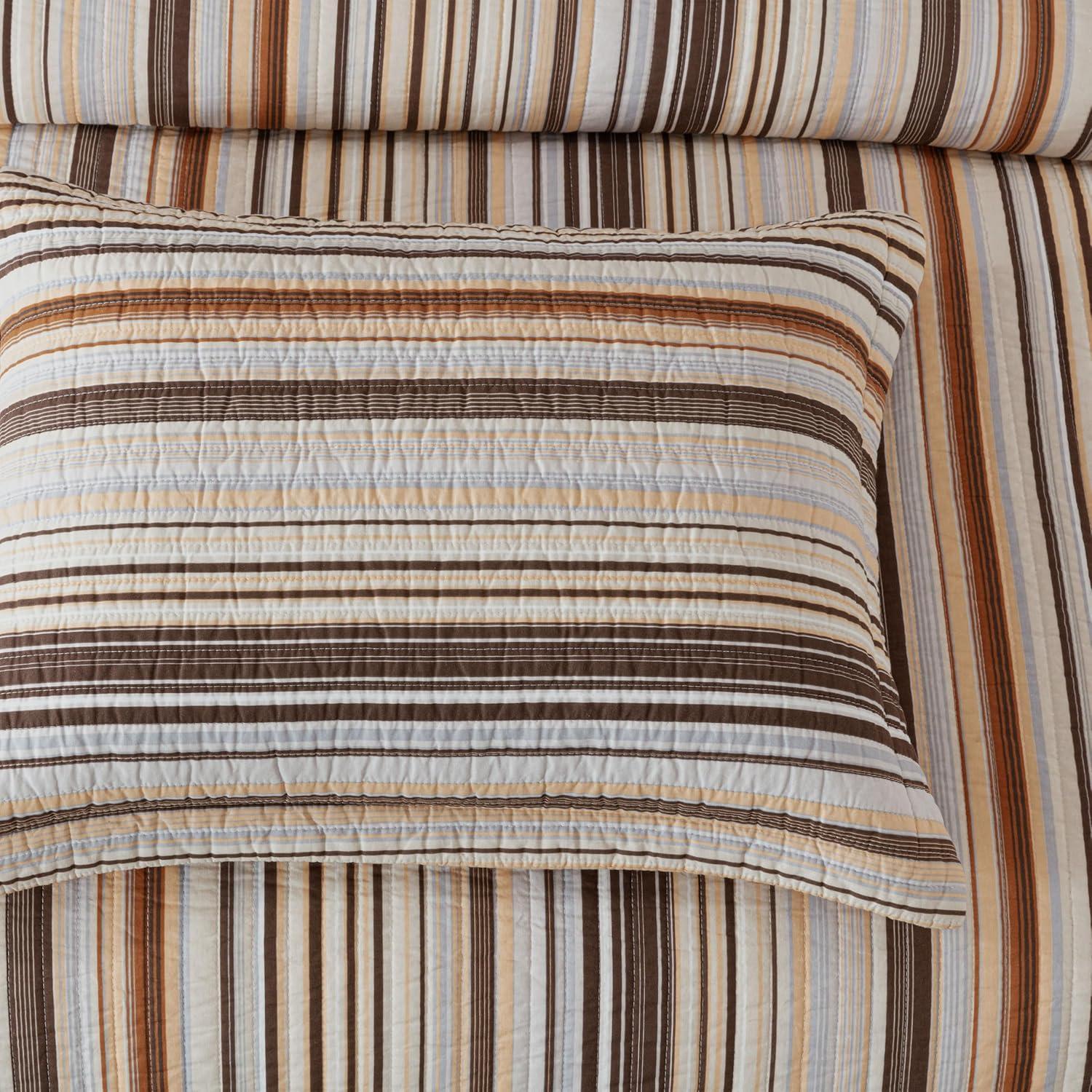 Chezmoi Collection Cotton Quilted Striped Quilt Set