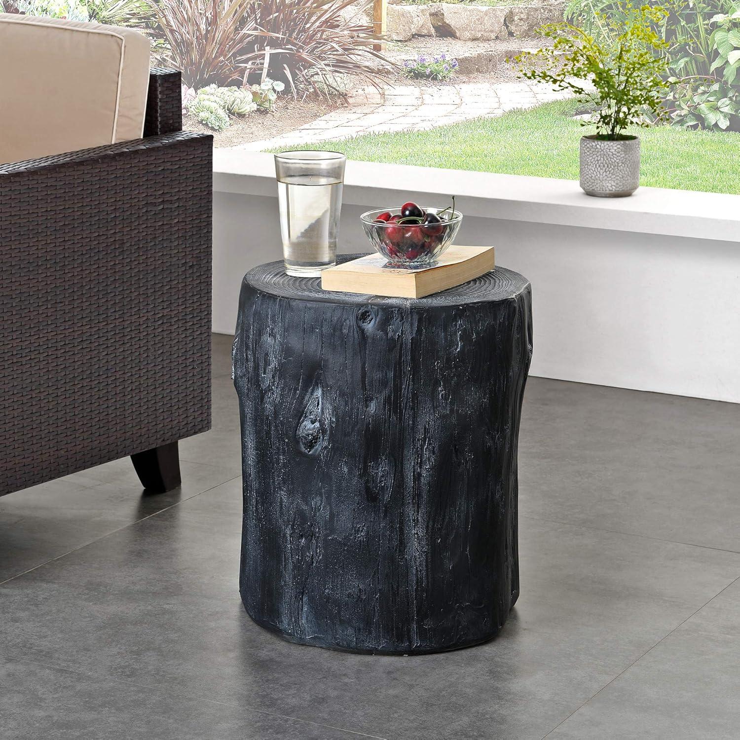FirsTime & Co. Natural Arbor Log Outdoor End Table, Farmhouse, Painted, Round, Faux Wood, 15 x 14 x 17 in