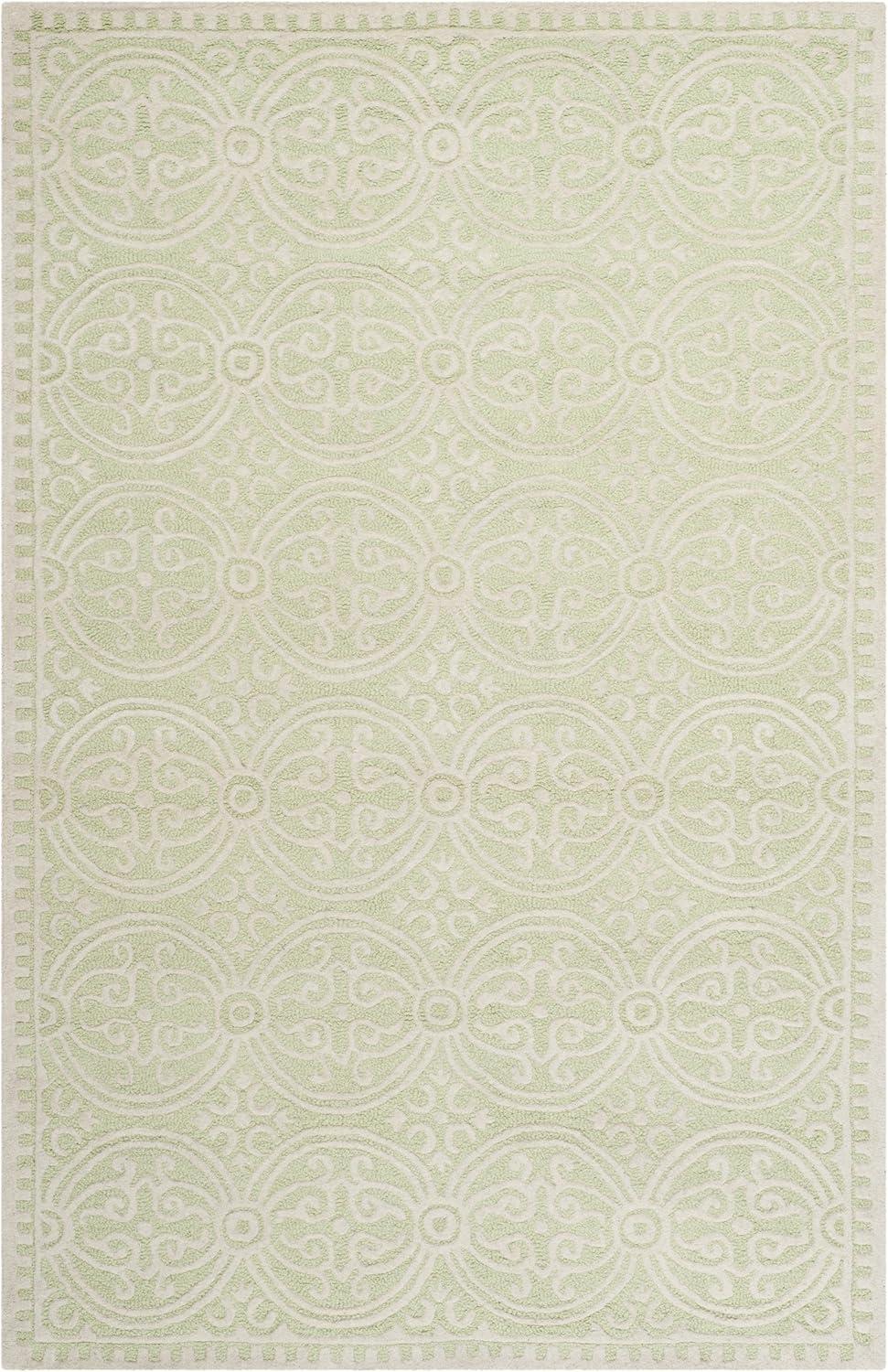 Hand-Tufted Cambridge Wool Area Rug 4' x 6' Light Green Ivory