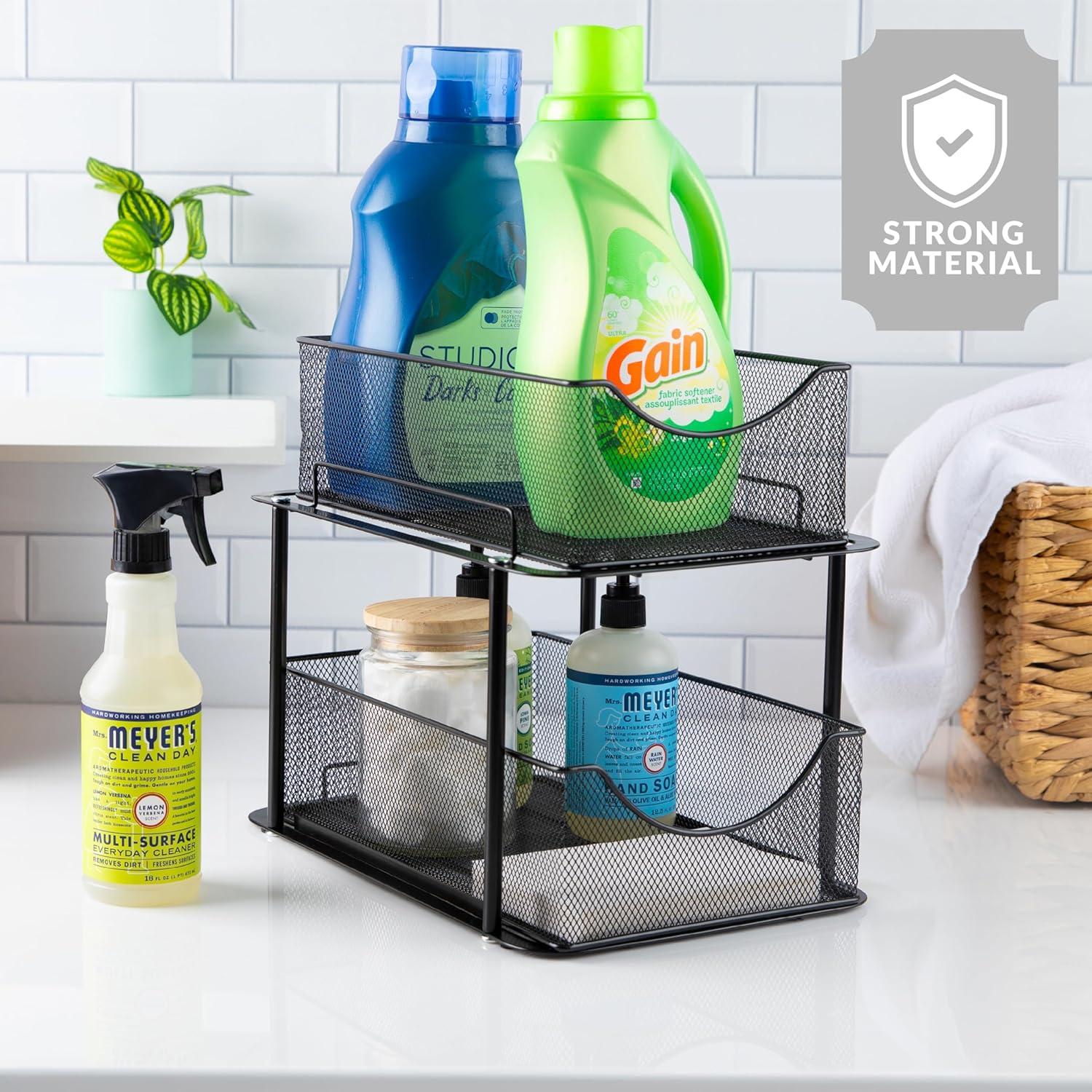 Sorbus 2 Tier Under the Sink Organizer Baskets with Mesh Sliding Drawers