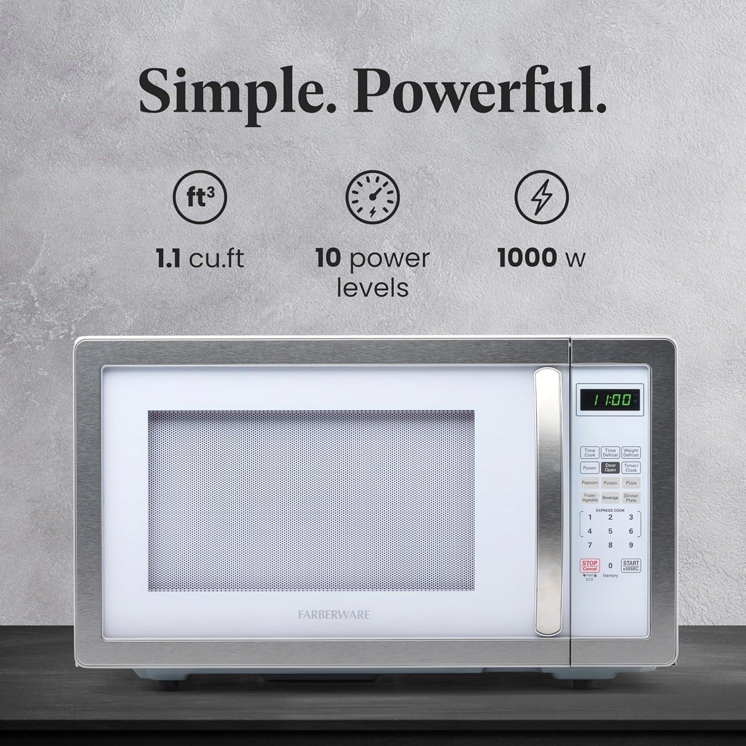 Farberware Farberware Classic Countertop Microwave Oven, 1.1 Cubic Feet cu. ft., 1000 watts, with Child Lock