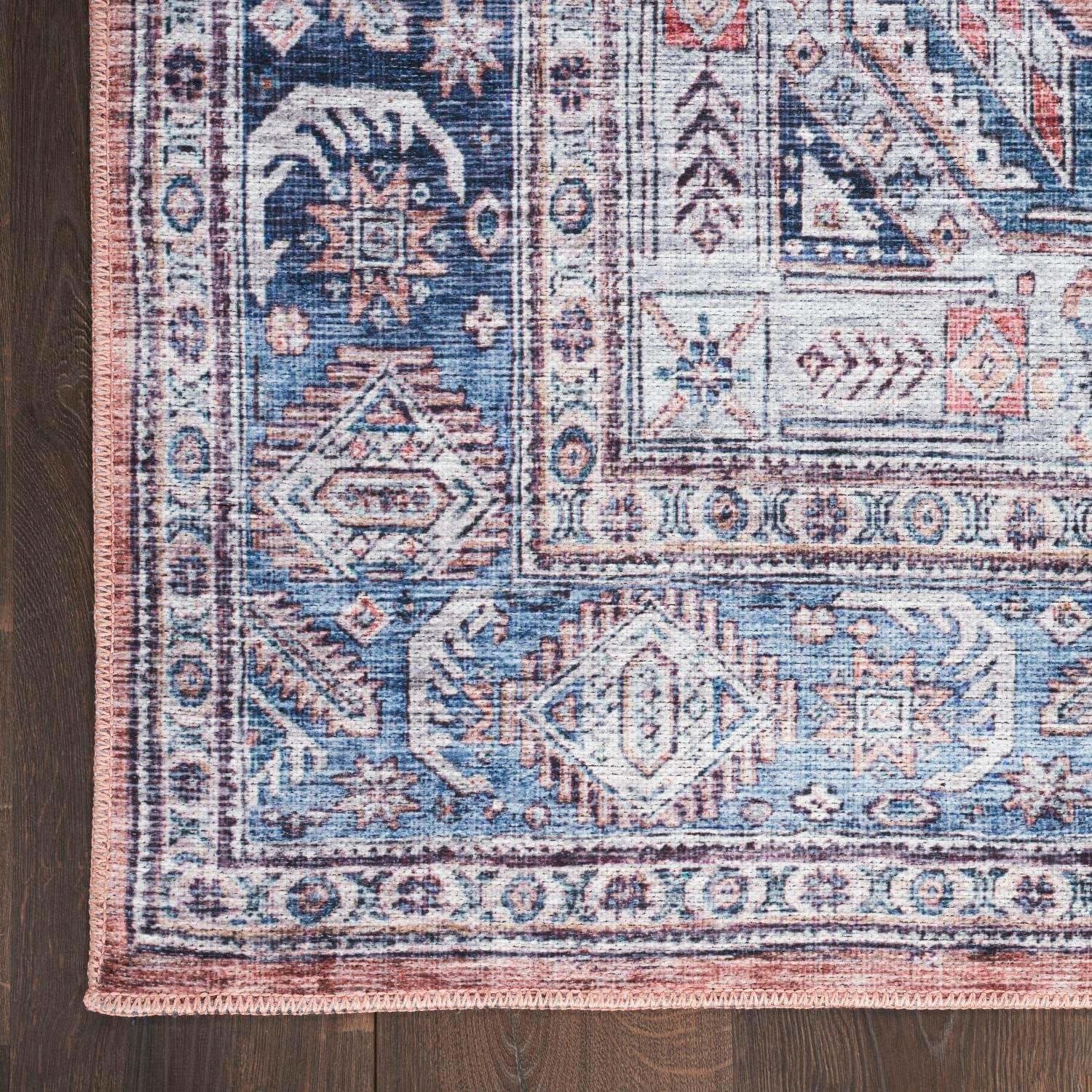 Nourison Washable Brilliance 7'10" x 9'10" Blue/Multi Vintage Indoor Rug
