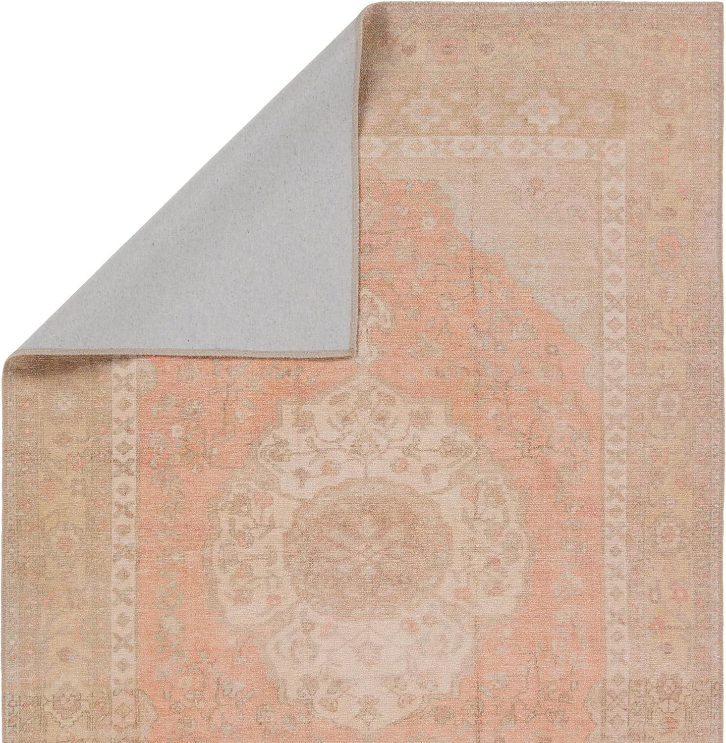 Vintage Medallion Gray and Orange Wool Area Rug 5' x 7'