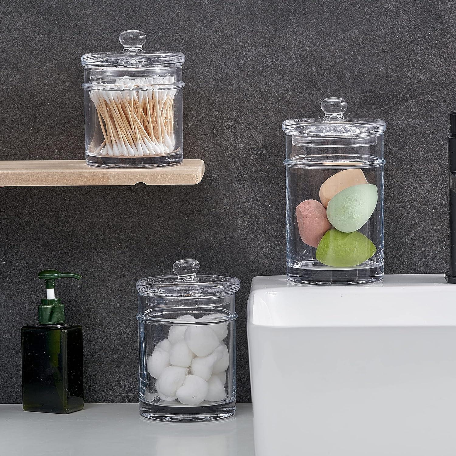 Whole Housewares | Glass Apothecary Jars (4.5 Inch) with Lids | Set of 3