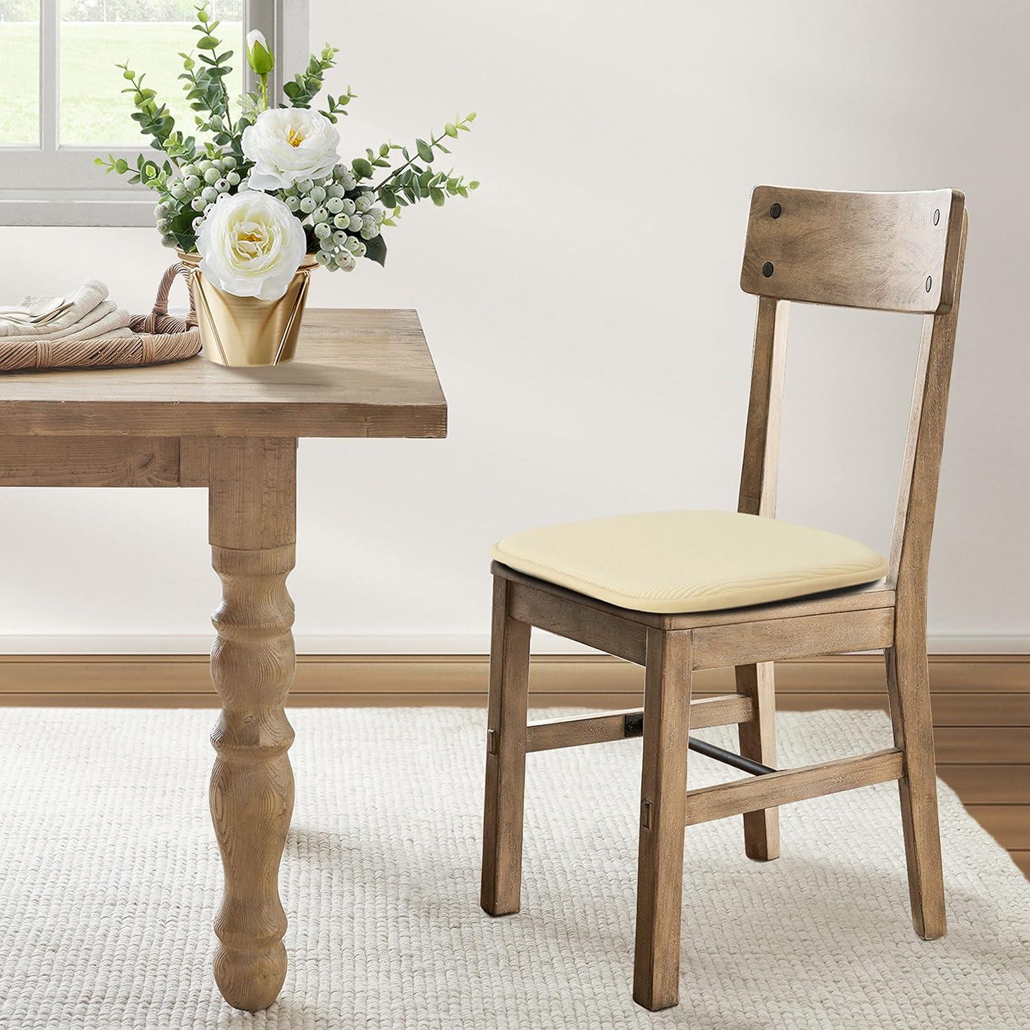 Shinnwa Chair Cushions for Dining Chairs Set of 4 Comfortable Kitchen Chair Pads Slip Resistant Backing Washable Seat Cushions,15" x 16",Beige