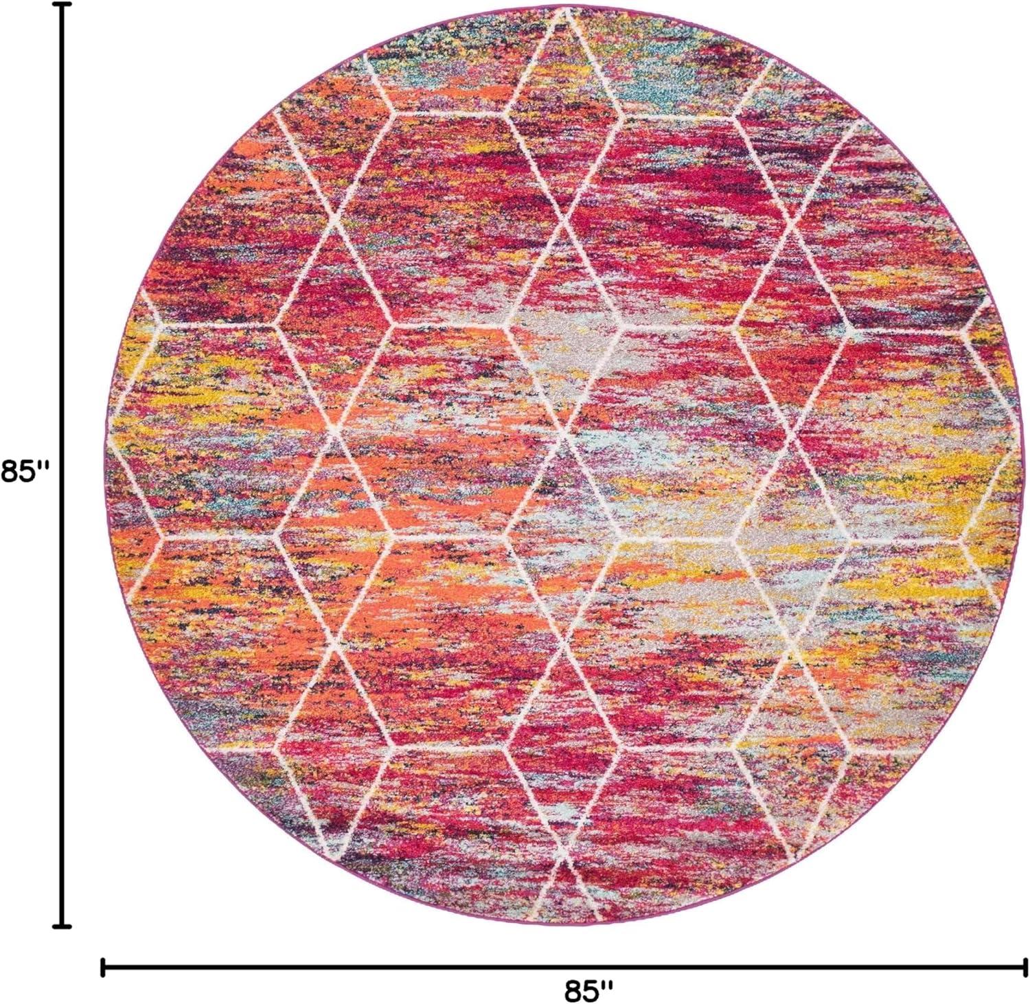Unique Loom 7' 0 x 7' 0 Trellis Frieze Geometric Multi Area Rug