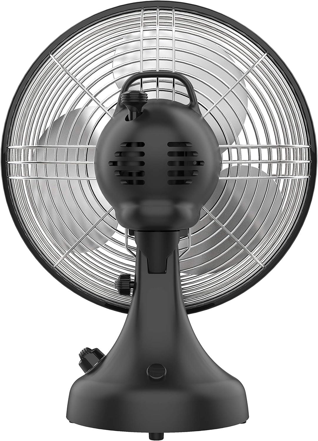 Vornado Silver Swan Portable Oscillating Fan Black: Metal Desk Fan, Quiet Air Circulation, Adjustable Tilt, 3 Speeds