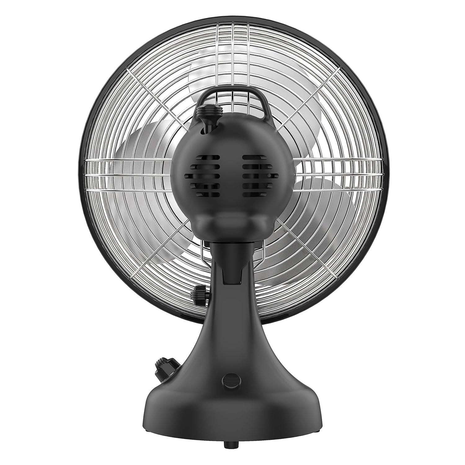 Vornado Silver Swan Portable Oscillating Fan Black: Metal Desk Fan, Quiet Air Circulation, Adjustable Tilt, 3 Speeds