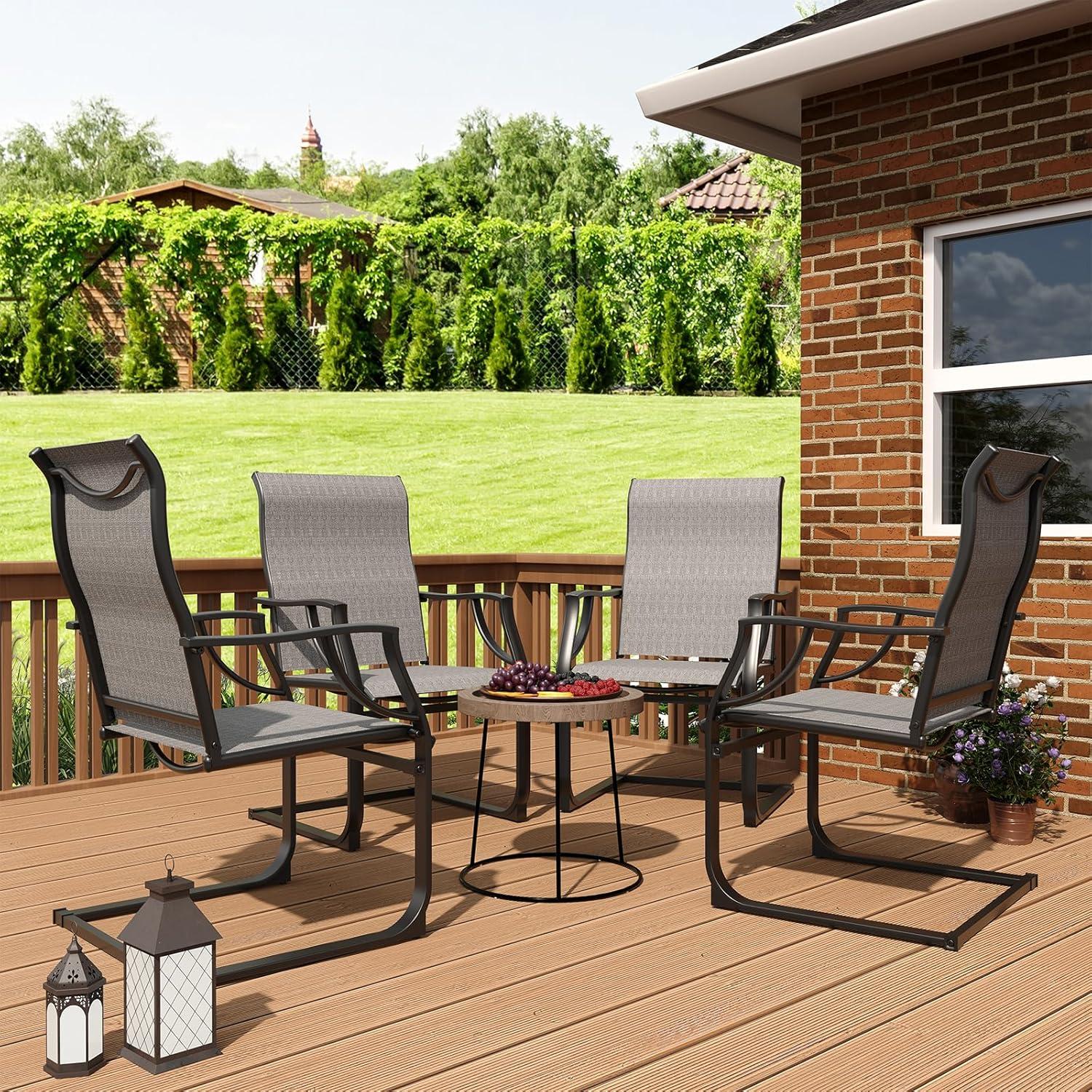 ELPOSUN 3 Piece Patio Conversation Bistro Set Outdoor Furniture Set, Porch Balcony Furniture Set,Wicker Chairs and Coffee Table Set for Patio Balcony Backyard Apartment, Grey