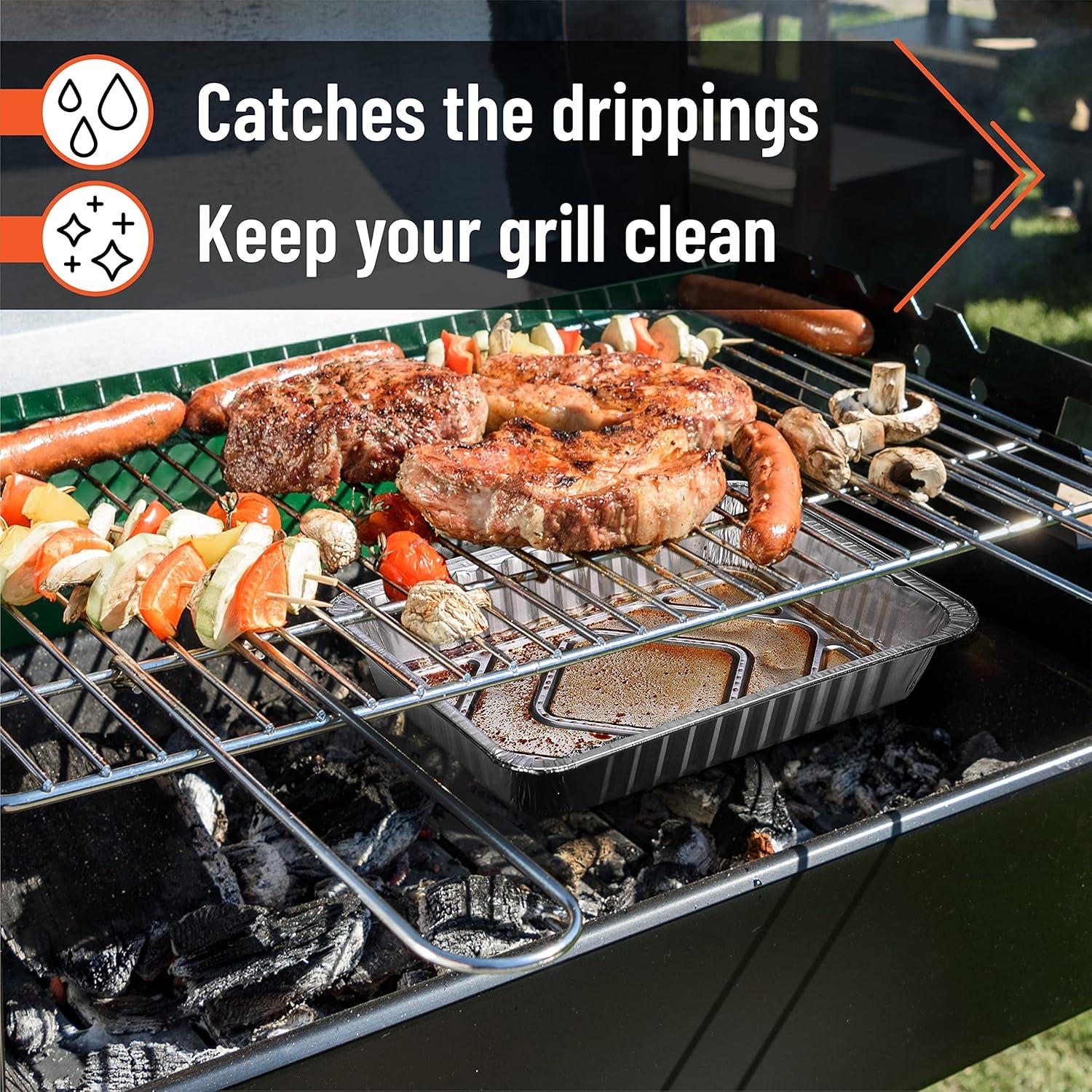 Silver Rectangular Aluminum Oven Safe Grill Drip Pans