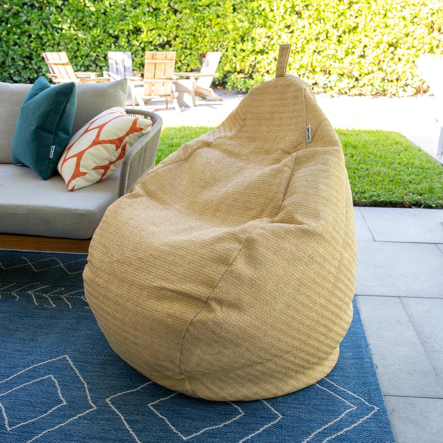 Natural Basket Weave Outdoor Teardrop Bean Bag Chair