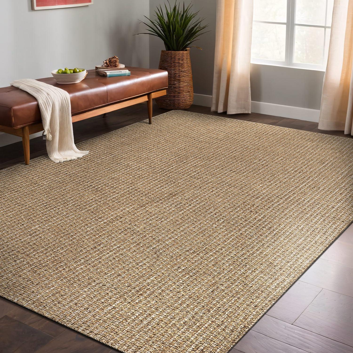 4'x6' Pata Hand Woven Chunky Jute Area Rug, Natural - JONATHAN Y
