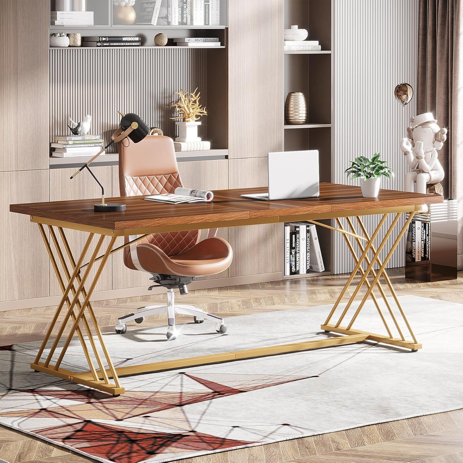 Tribesigns 63" Computer Desk, Modern Wood Home Office Desk, Computer Table Executive Desk, Study Writing Table Workstation for Living Room Bedroom Office