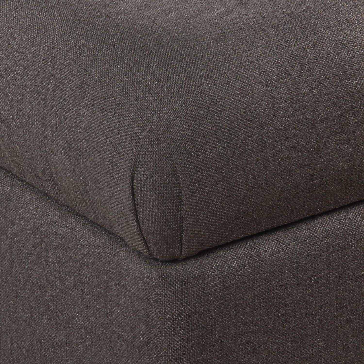 Ainsley Button Tufted Storage Bench Dark Charcoal Gray - HomePop: Upholstered Ottoman for Bedroom with Wood Legs