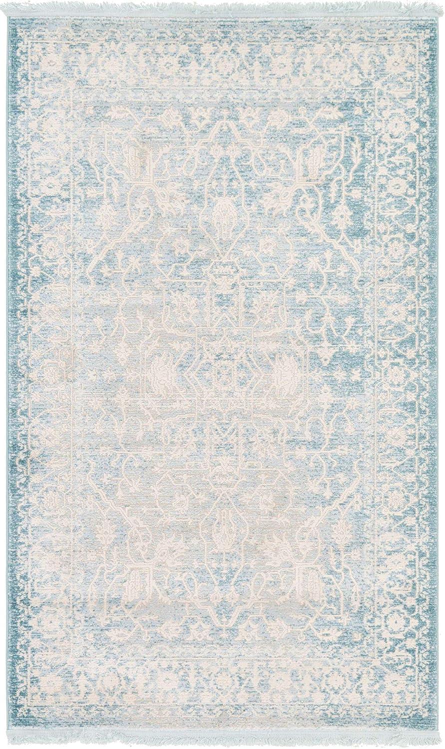 Unique Loom New Classical Collection Area Rug - Olympia (3' 3" x 5' 3" Rectangle Light Blue/Ivory)