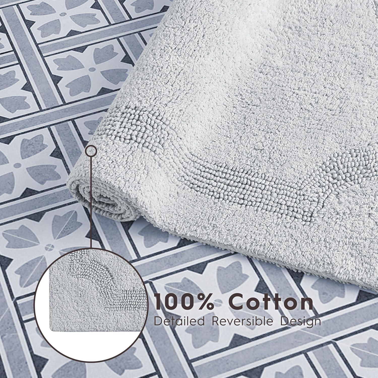 Laura Ashley Reversible Cotton 21 x 34 in. Bath Mat, Light Grey