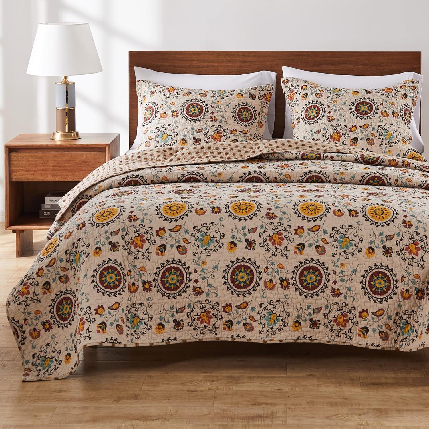Andorra Medallion Cotton Reversible Quilt Set