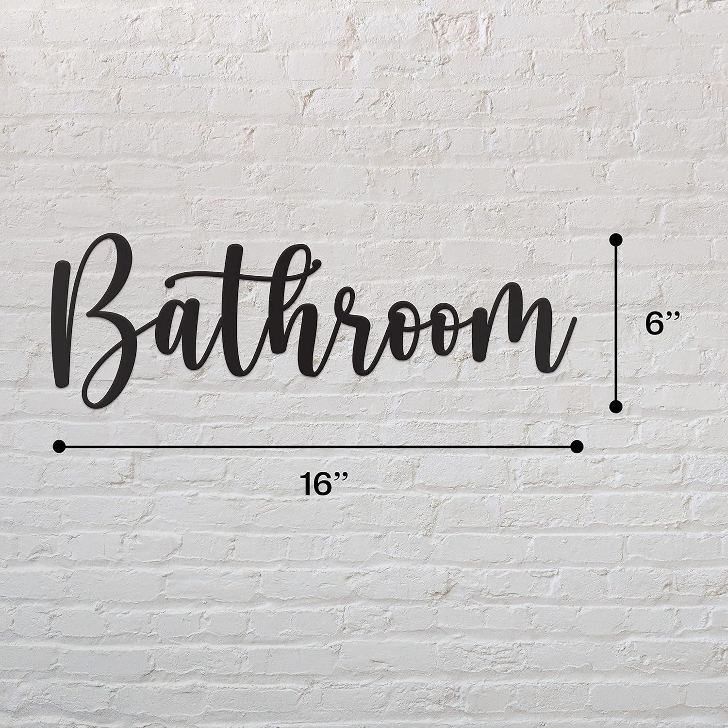 Vivegate Bathroom Letter Sign Wall Decor Metal Art - 16"x6" Farmhouse Bathroom Signs For Door Metal Cut Out Bathroom Signs Wall Decor From Durable Powder-coated Metal, Perfect For Home Farmhouse