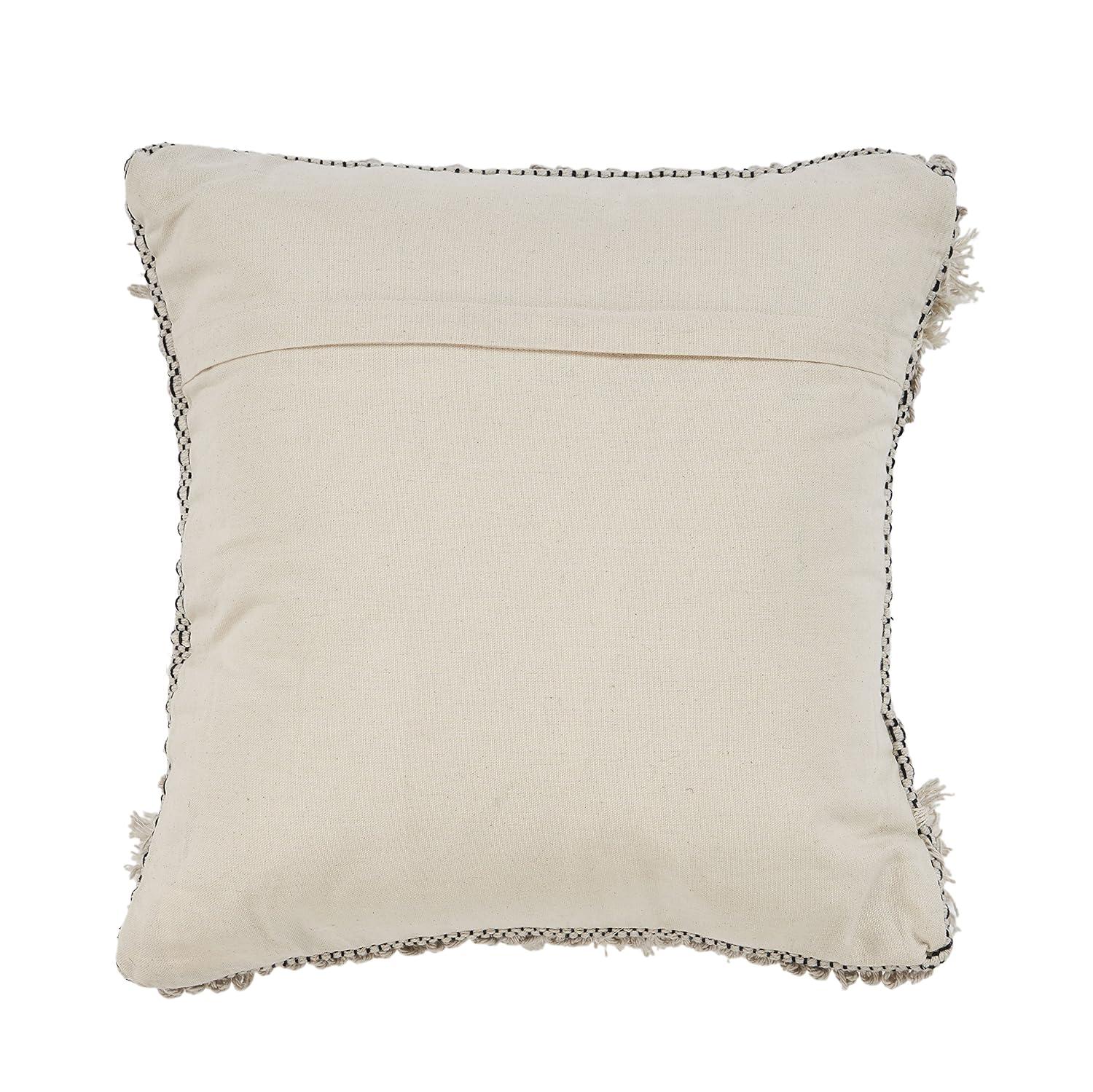 Ox Bay 20" x 20" Hand-Woven Gray/ White Geometric Organic Cotton Pillow Cover