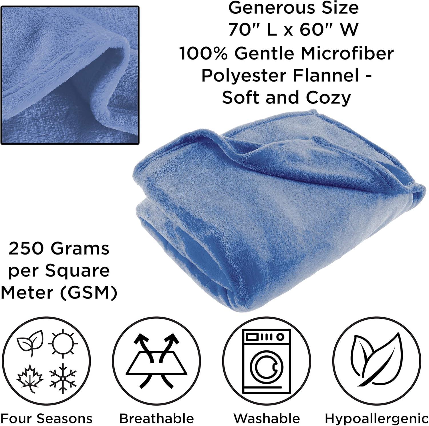 Flannel Fleece Throw Blanket- For Couch, Home Décor, Sofa & Chair- Oversized 60 x 70 - Lightweight, Soft & Plush Microfiber in Infinity Blue by LHC