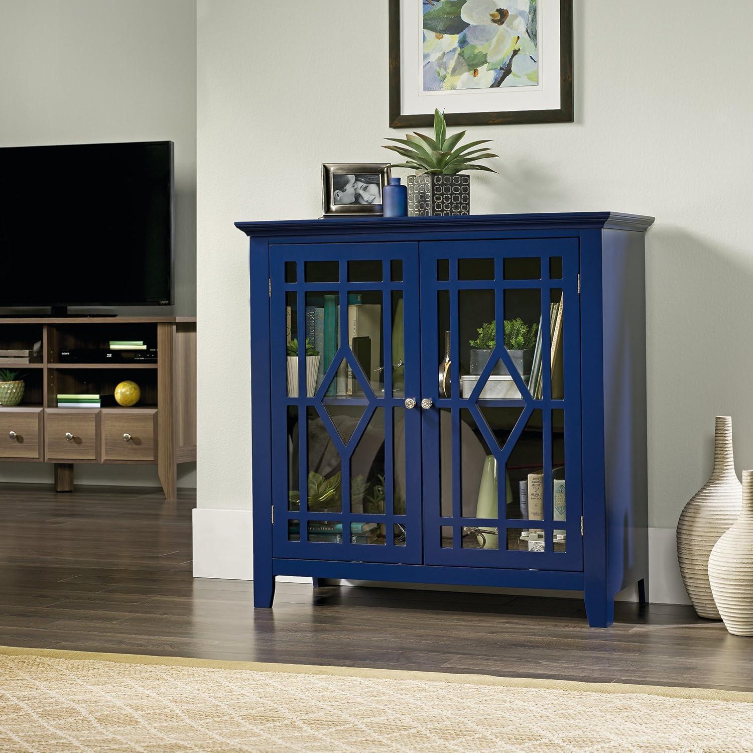 Sauder Shoal Creek Engineered Wood Curio Cabinet in Indigo Blue