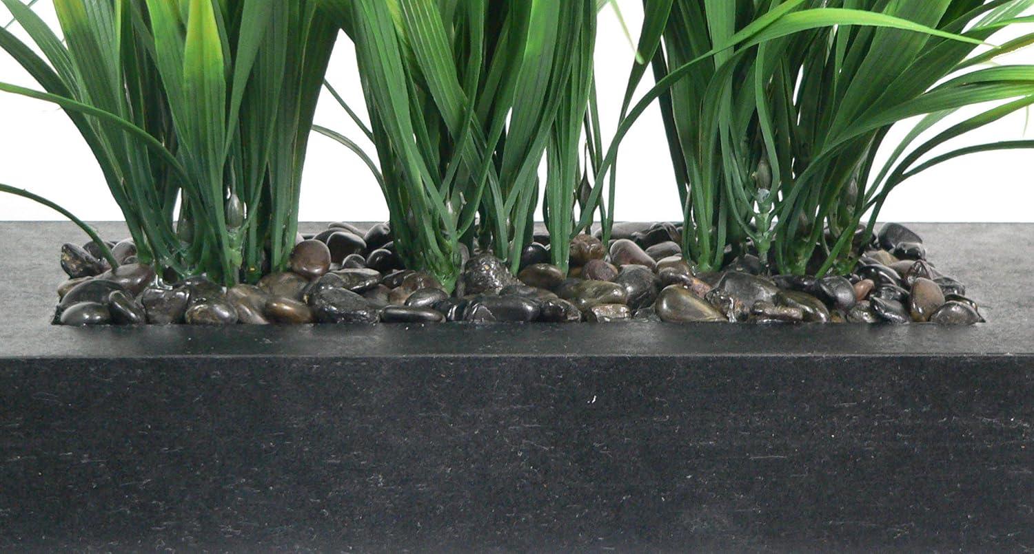 Contemporary Faux Grass in Sleek Gray Rectangular Planter