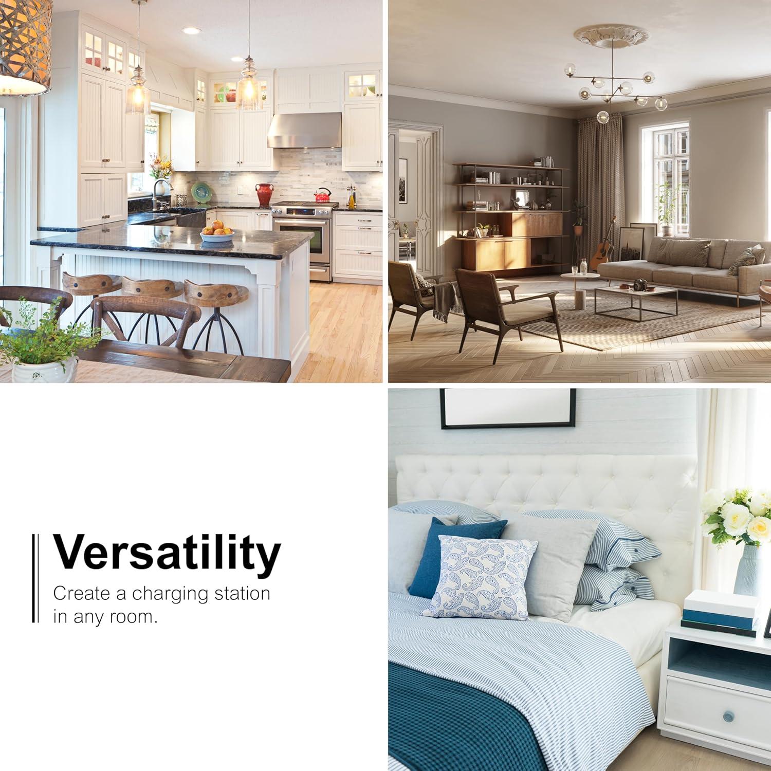 GE 6-Outlet Wall Adapter, Reset Button, Wide Spaced Outlets, 56575