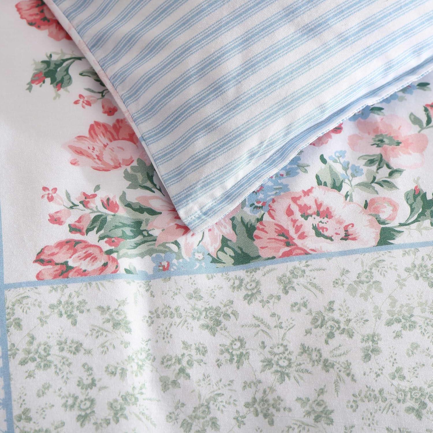 Laura Ashley Hope Patchwork Cotton Blue Bonus Duvet Cover Set