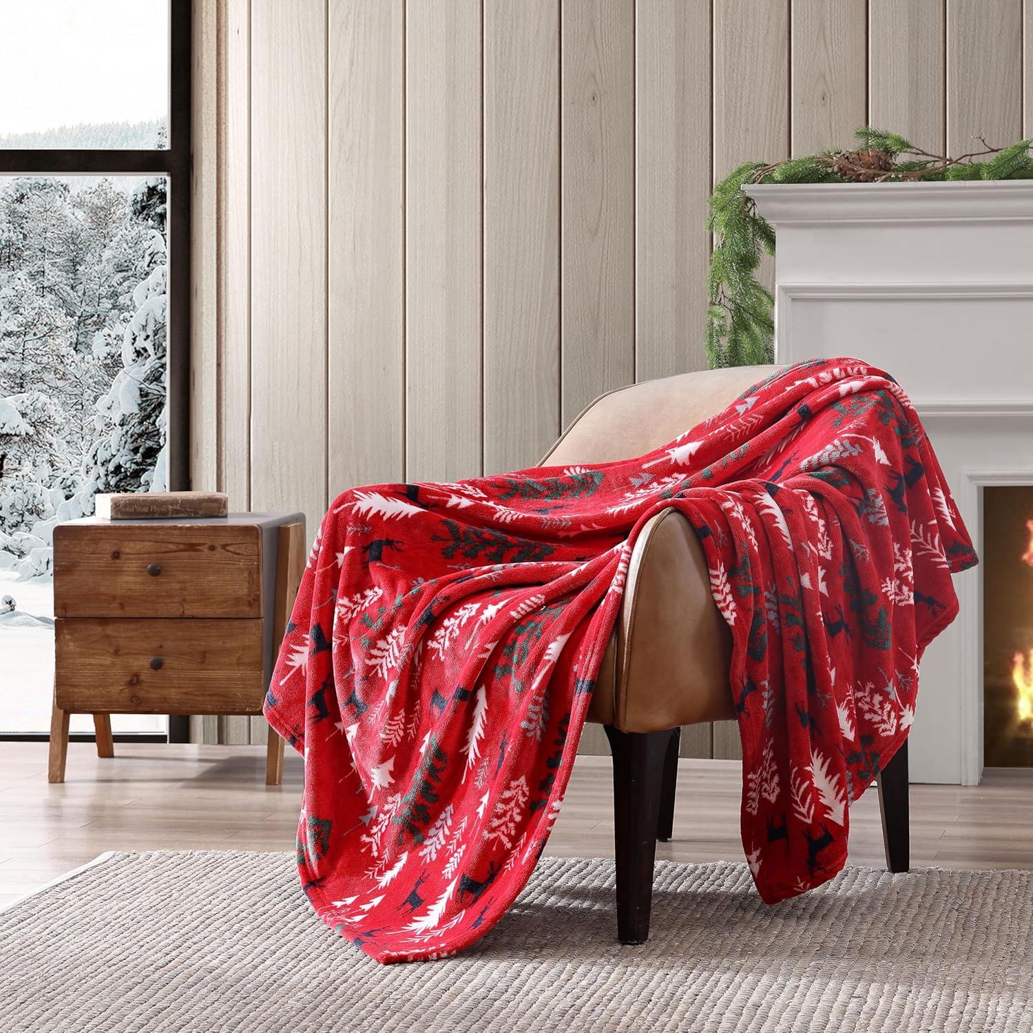 50"x60" Dear Woods Reversible Throw Blanket Red - Eddie Bauer