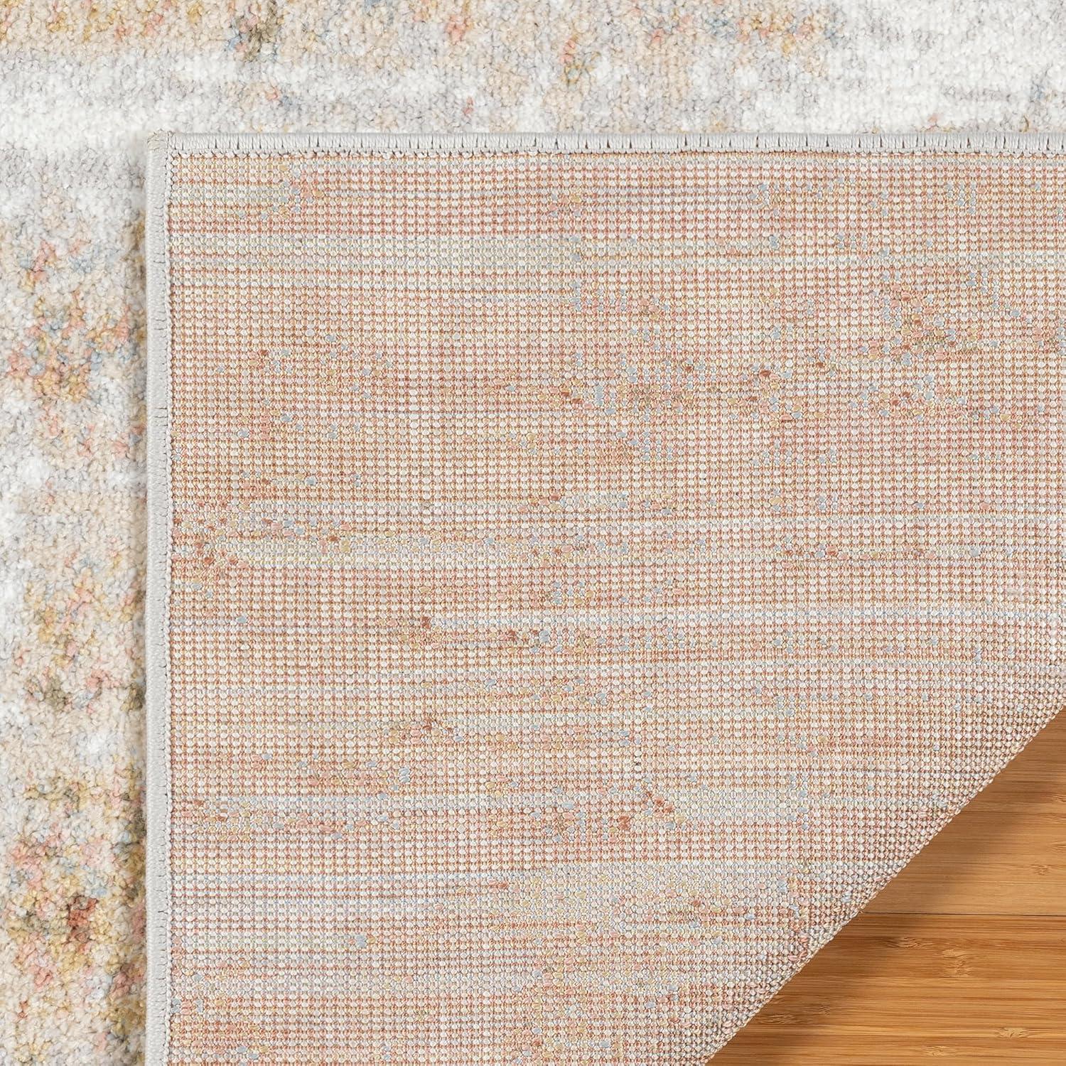 Gertmenian Alor Cheema Modern Abstract Orange/Gray/Ivory Polypropylene Indoor Area Rug, 2x6 Runner