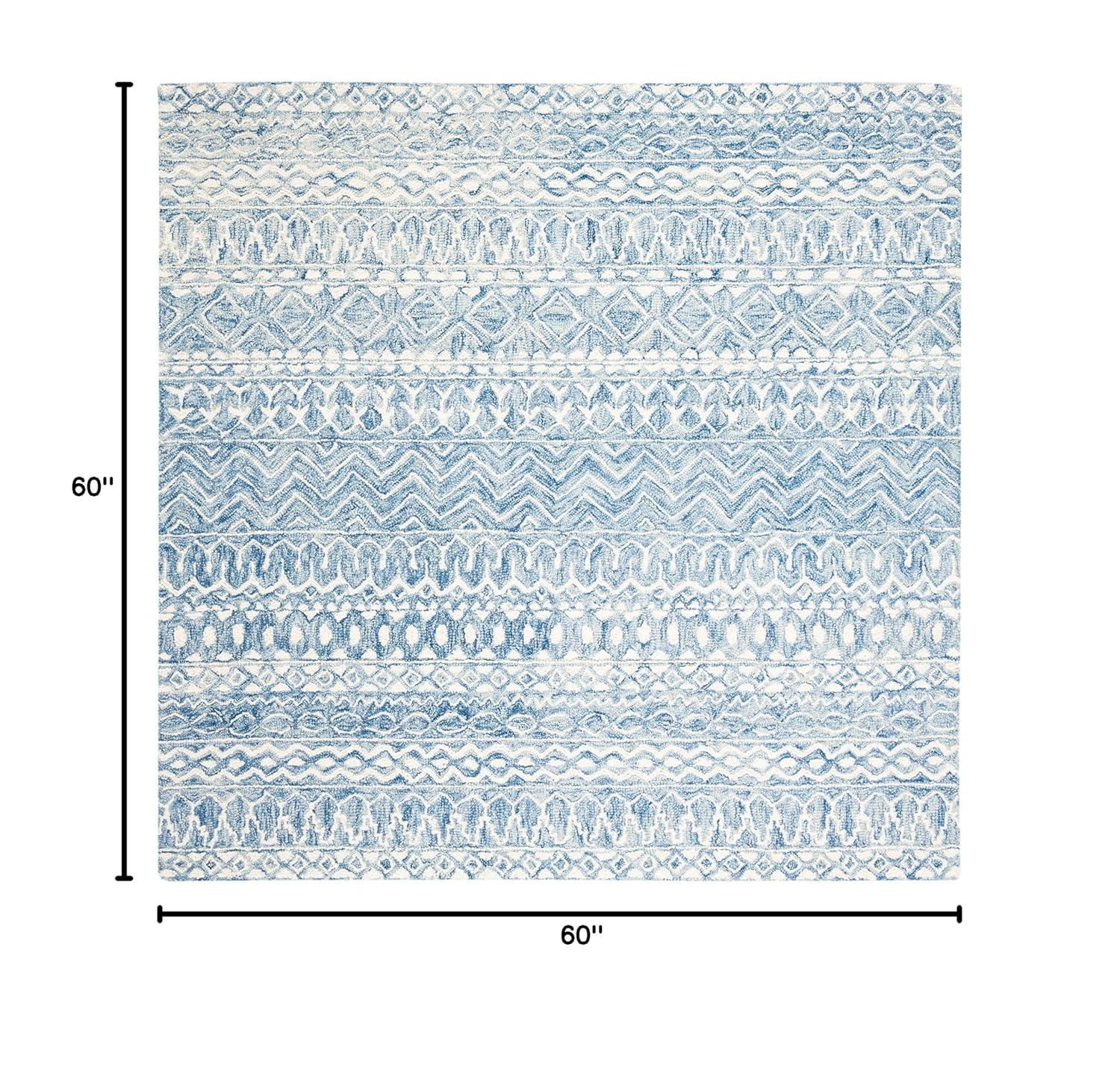 Micro-Loop MLP502 Hand Tufted Indoor Area Rug - Blue/Ivory - 5'x5' - Safavieh