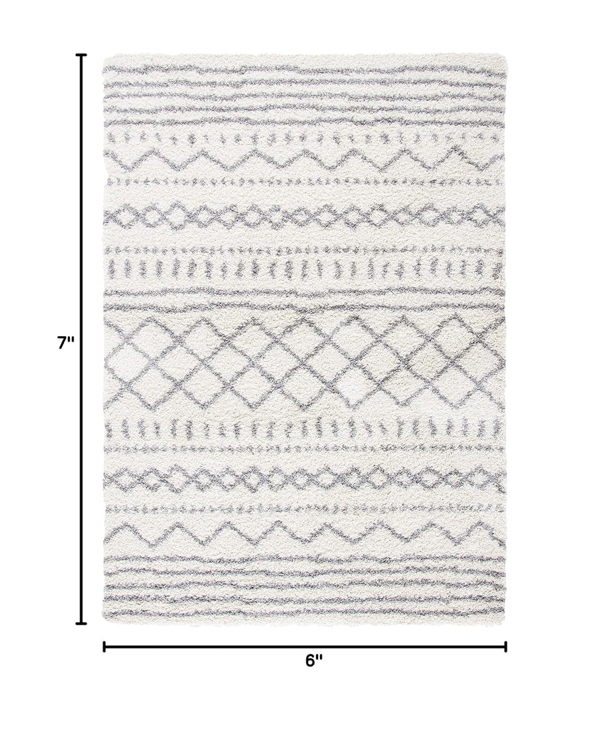 Arizona Shag ASG741 Power Loomed Indoor Area Rug - Ivory/Grey - 5'1"x7'6" - Safavieh