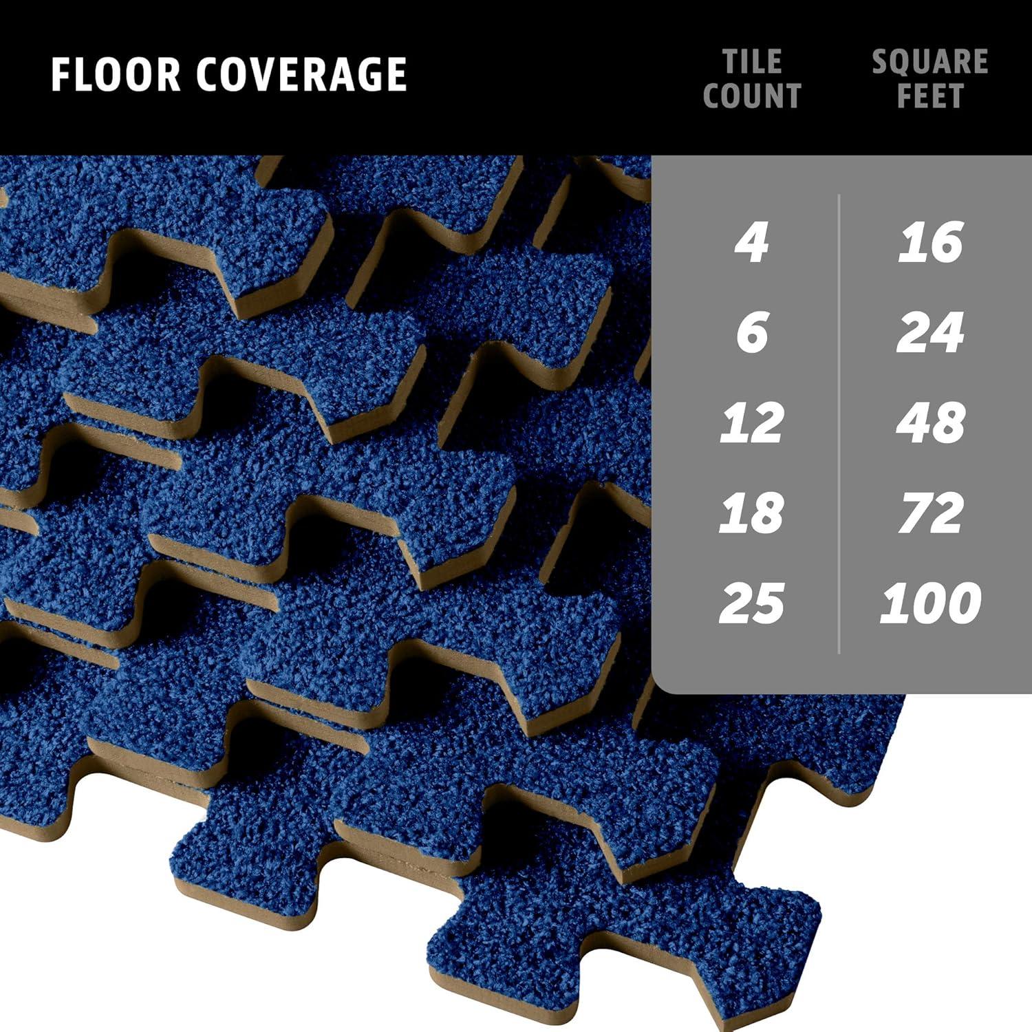 3/8'' Carpet Top Foam Floor Tile 24 Square Feet (6 Tiles) (Set of 6)