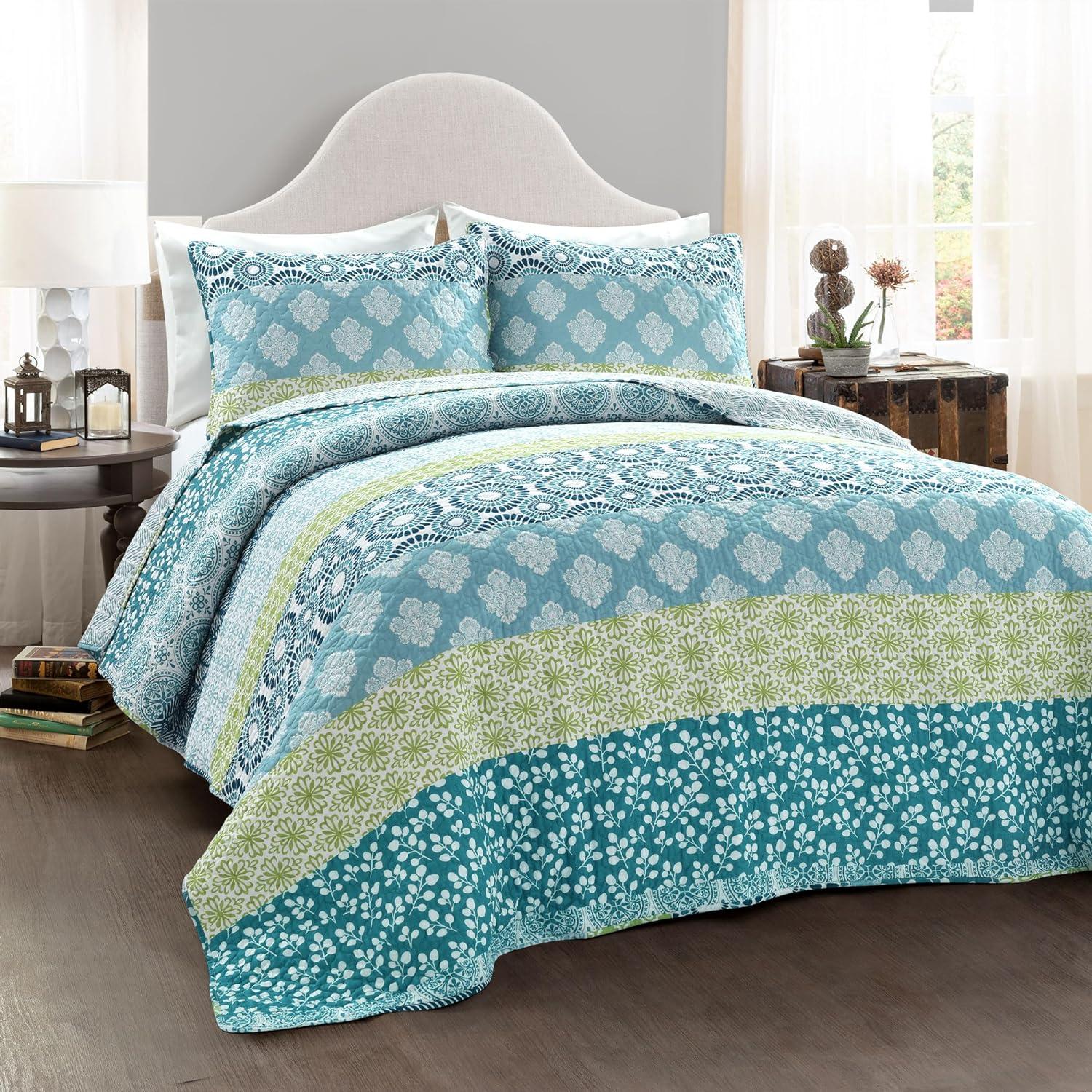 Lush Decor Bohemian 100% Cotton Reversible 3-Piece Quilt Set