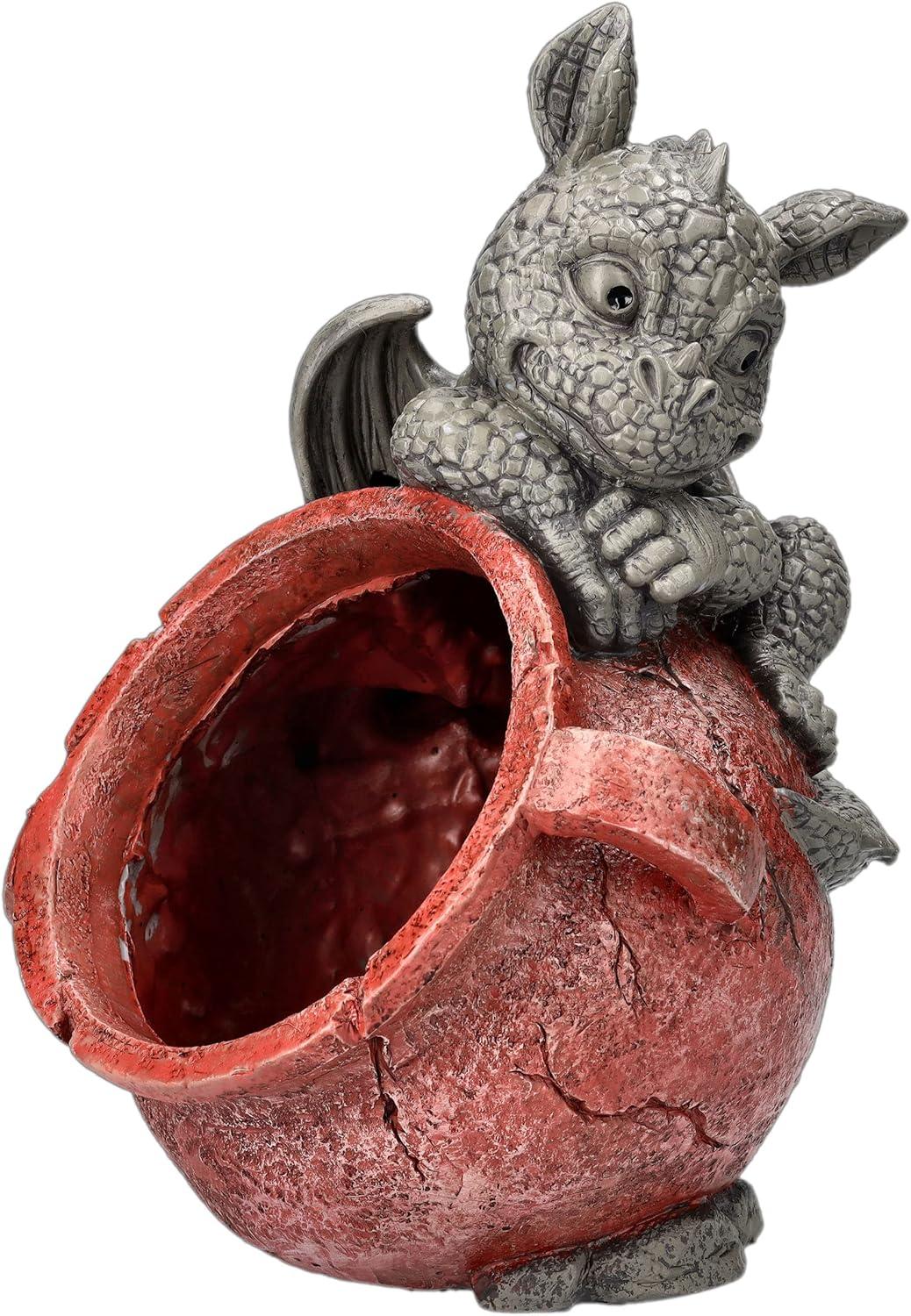 Playful Garden Dragon Planter Garden Display Decorative Accent Sculpture Stone Finish 10 Inch Tall